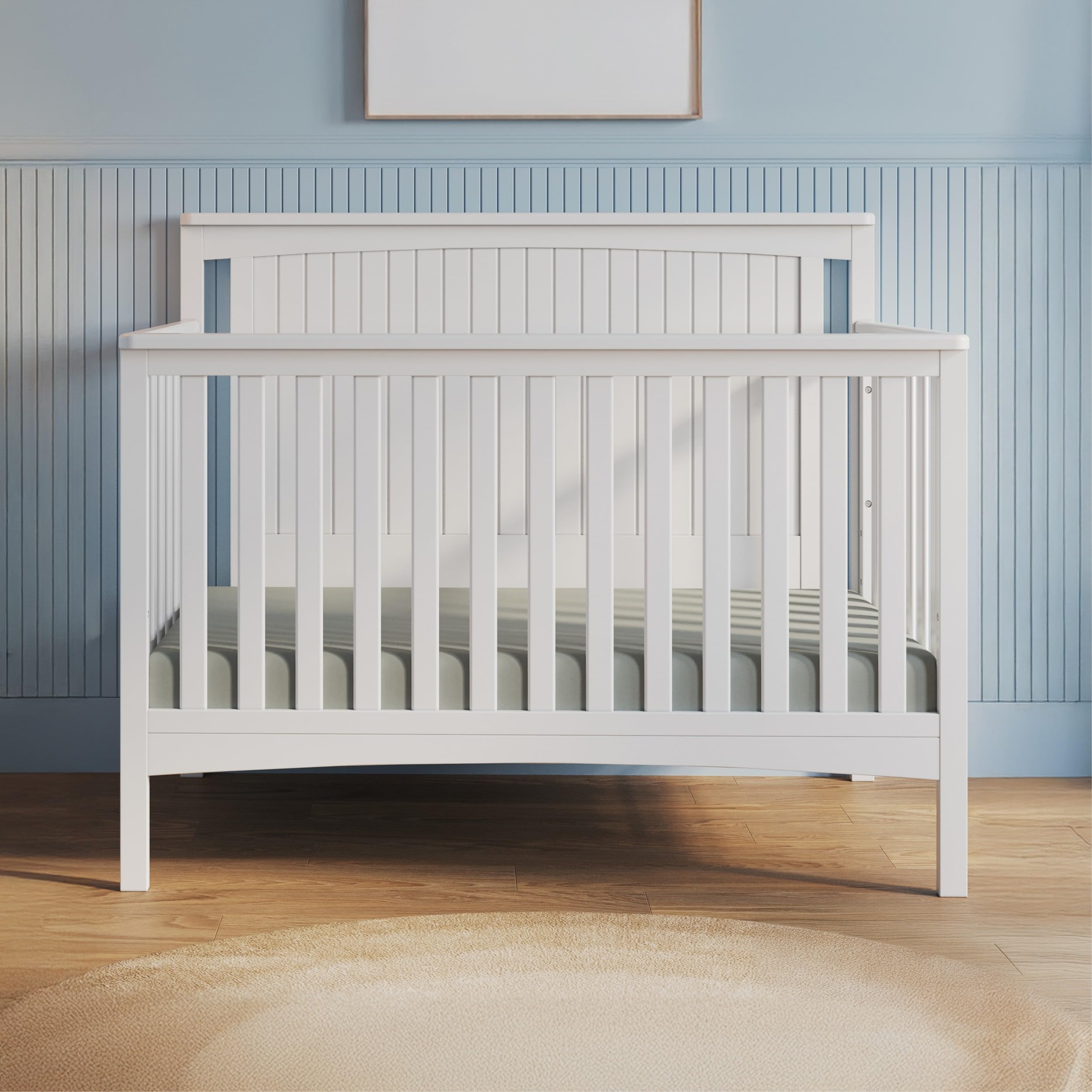 4-Piece Nursery Furniture Set with Convertible Crib, Dresser, Glider and Toy Box