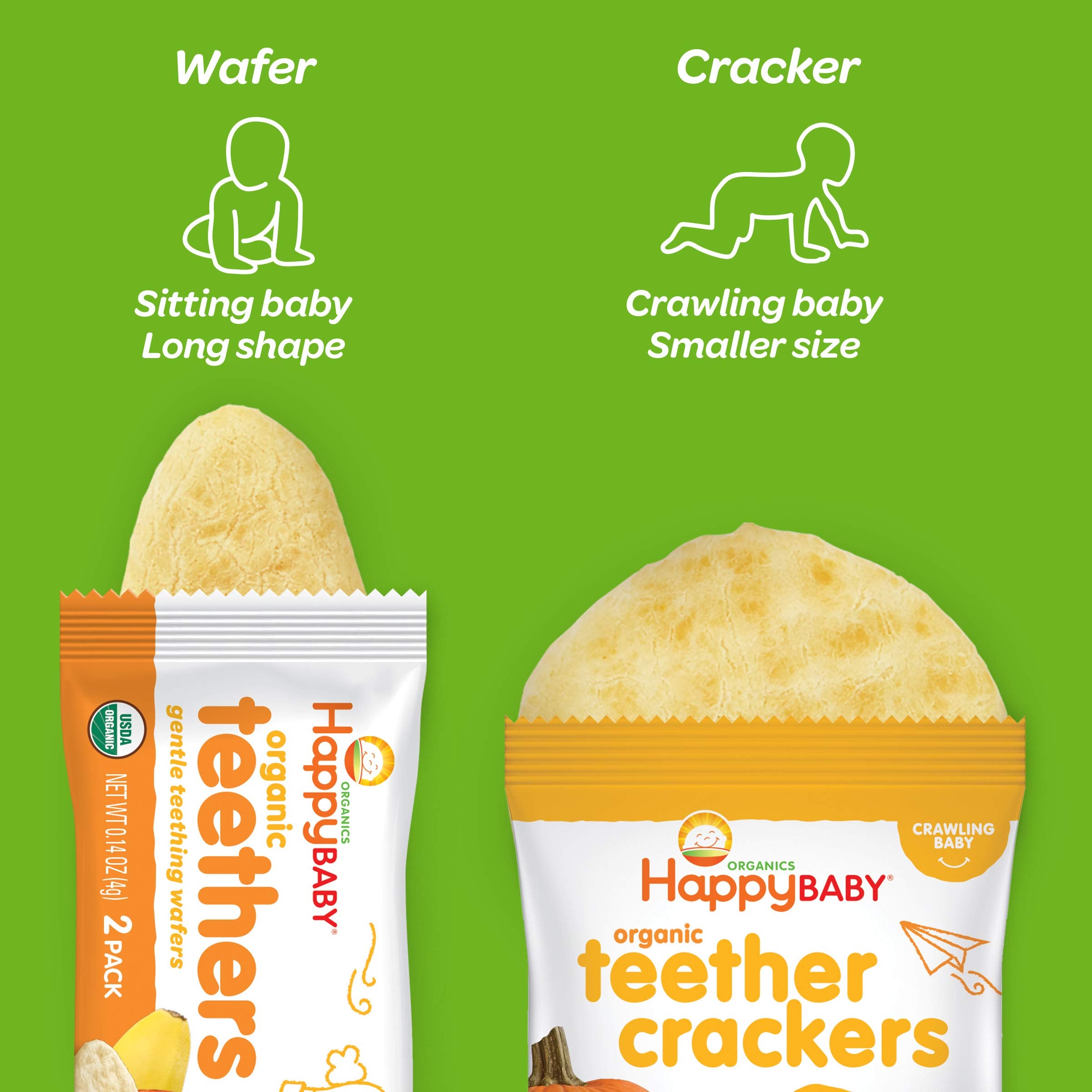 Happy Baby Organics Baby Snacks, Gentle Teething Wafers, Gluten Free & Vegan, Sweet Potato & Banana, 12 Count (Pack of 6)