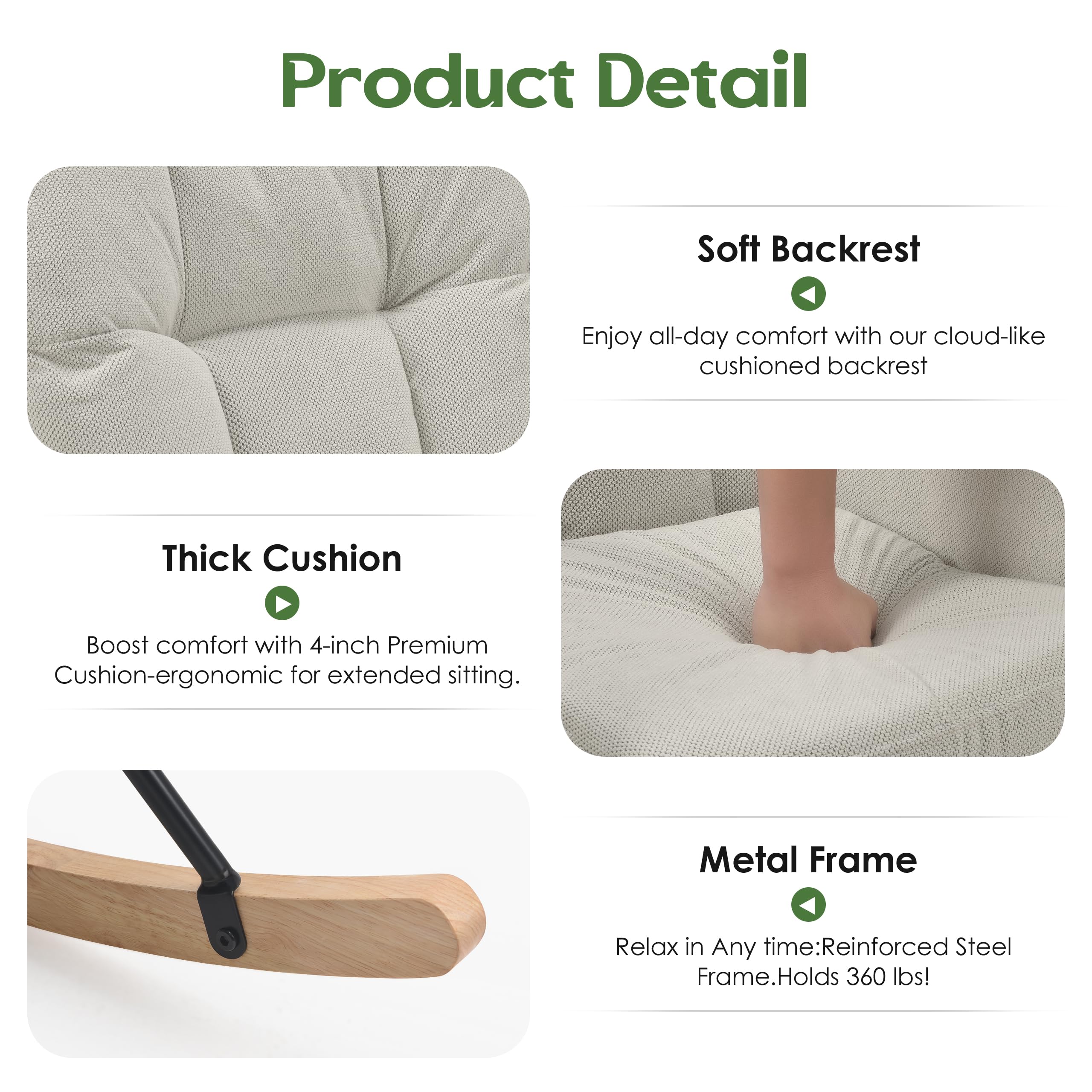 Teddy Nursery Rocking Chair with High Back Support