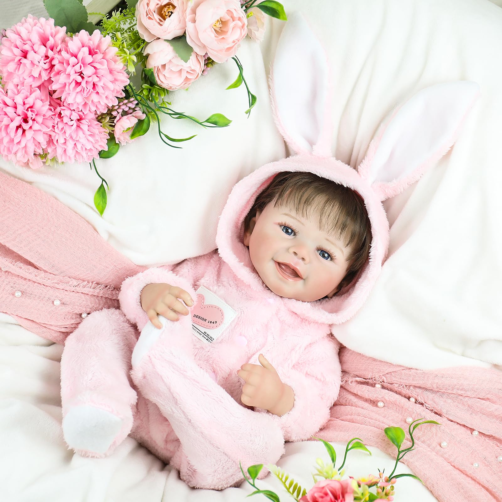 Lifelike Reborn Baby Dolls — 20 Inch Realistic Newborn Baby Doll Girl Poseable Smiling