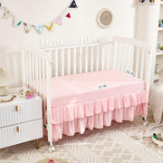 3-Piece Tufted Ruffle Crib Bedding Set for Girls - Ultra Soft Baby Bedding Set Includes Boho Crib Comforter, Sheet & Skirt (Light Pink)