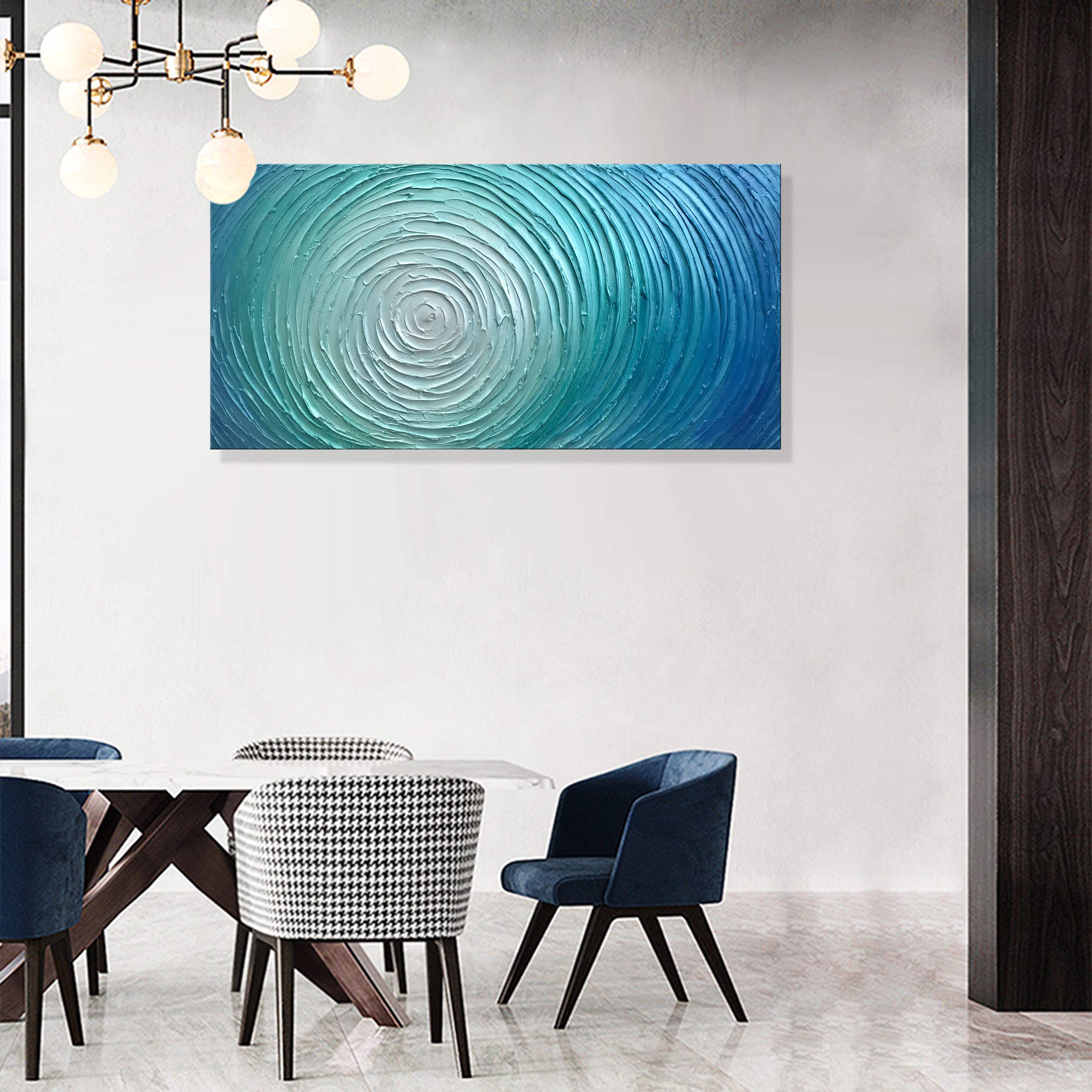 Canvas Wall Art Oil Painting Blue-Green Abstract Art Works 100%