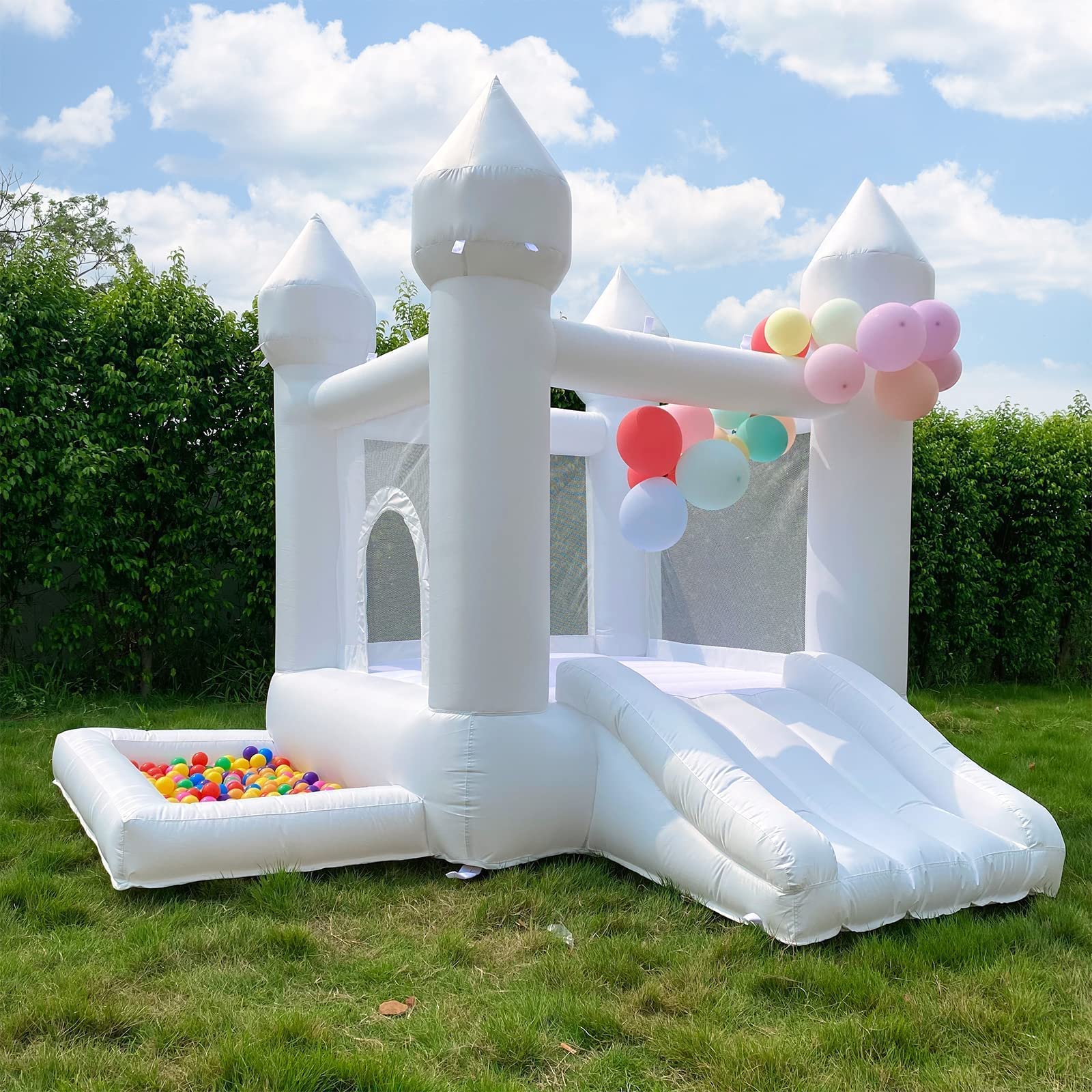 White Inflatable Bounce House with Blower for Kids