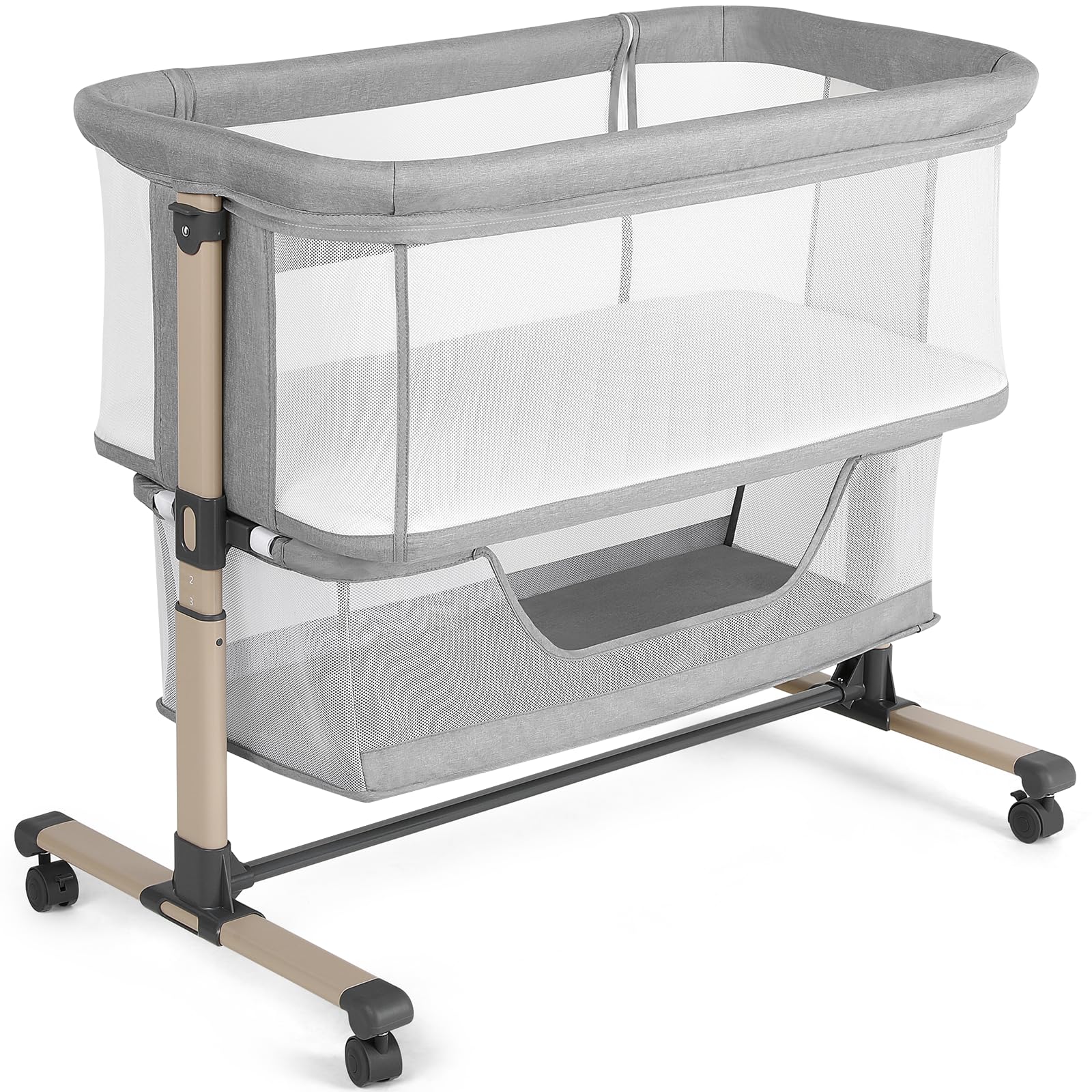 Bassinet Bedside Sleeper, Portable, Breathable, Adjustable Baby Bedside