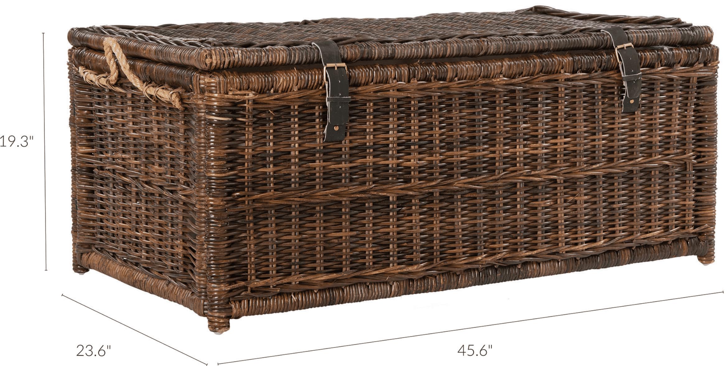 Caden 46" Wicker Storage Trunk, Collapsible for flat storage