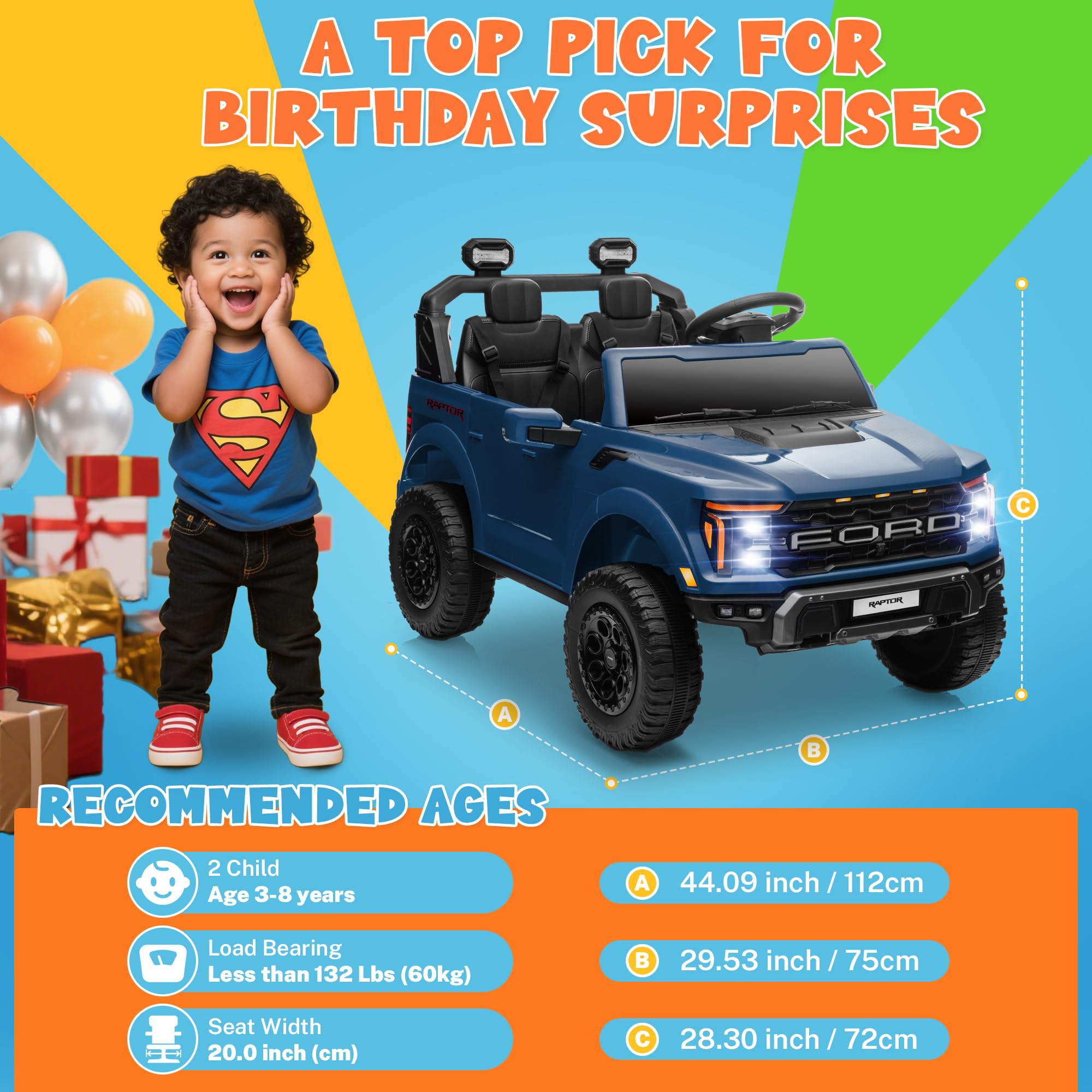 24V Licensed Ford F-150 Raptor Kids Ride-On Truck