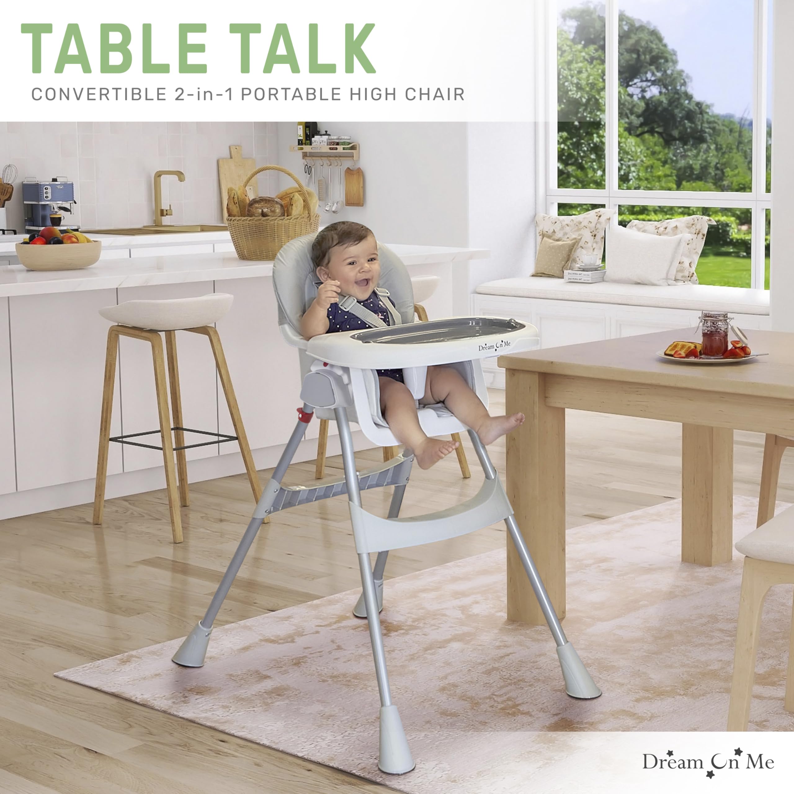Portable 2-in-1 Tabletalk High Chair, Convertible Compact High Chair