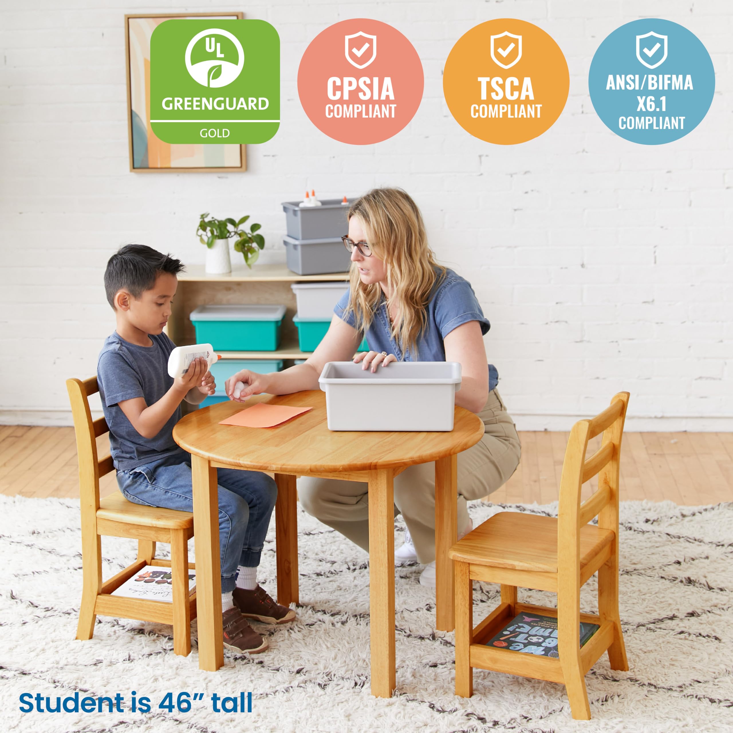 Ladderback Chair with Storage Shelf for Kids
