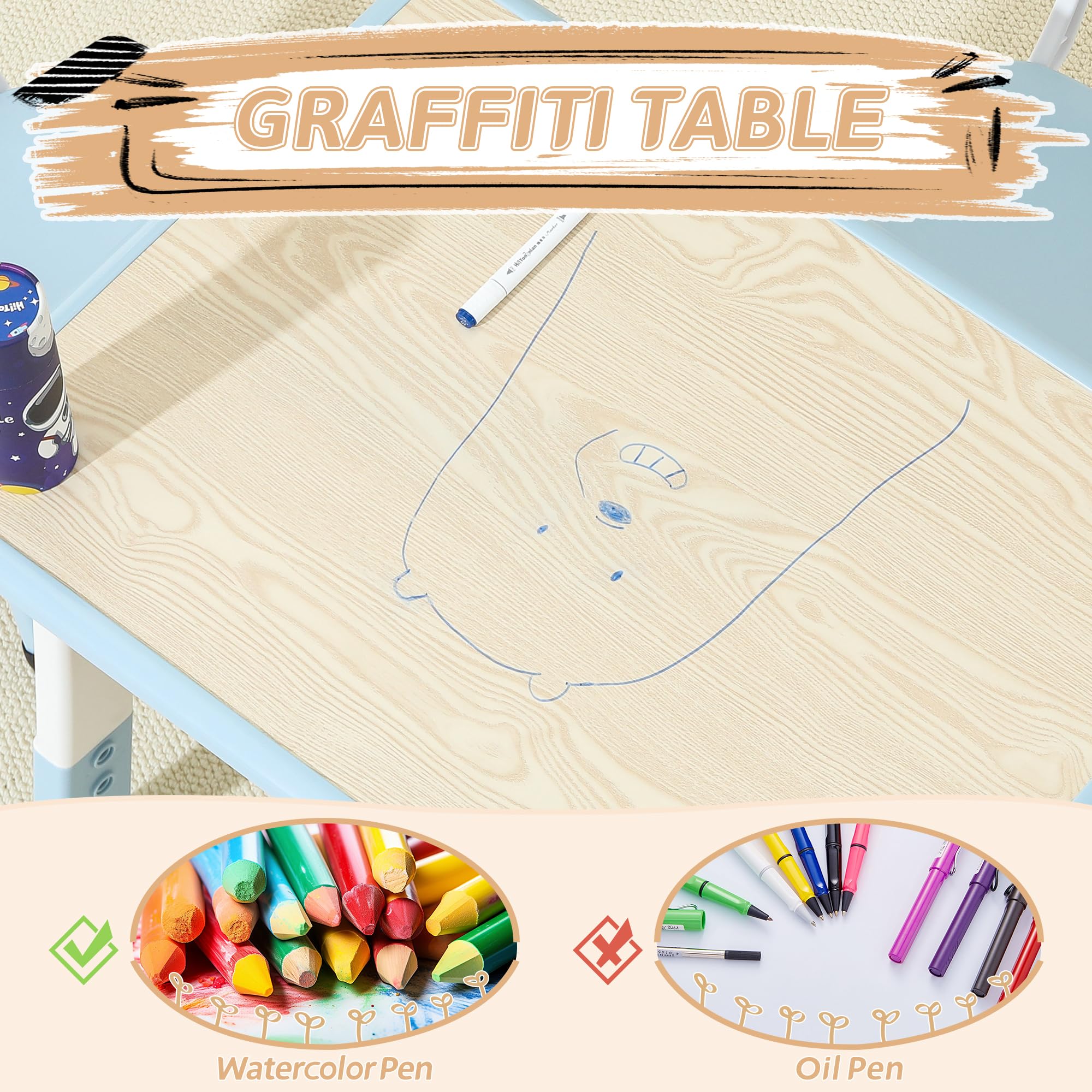 Height Adjustable Kids Table and Chair Set