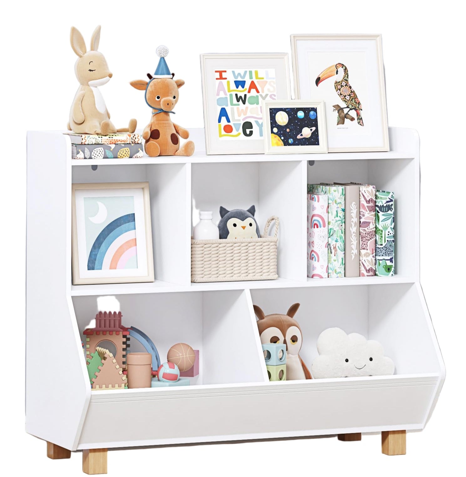 Toy Storage Organizer, Kids Bookshelf and Toy Storage