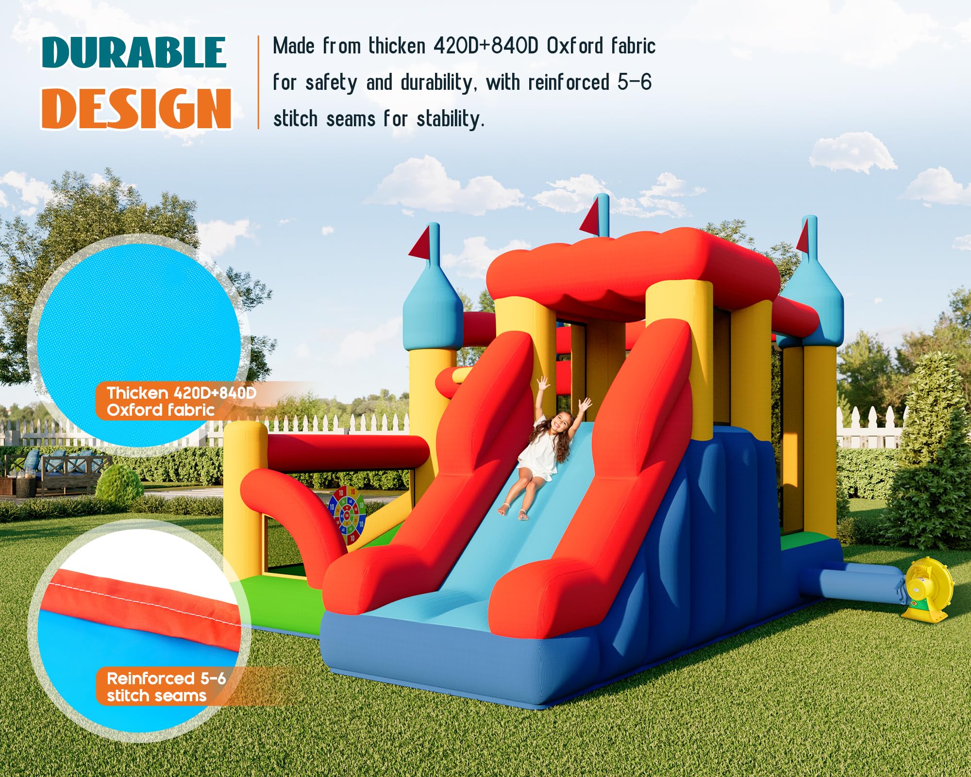 Inflatable Bounce House with Water Slide for Kids