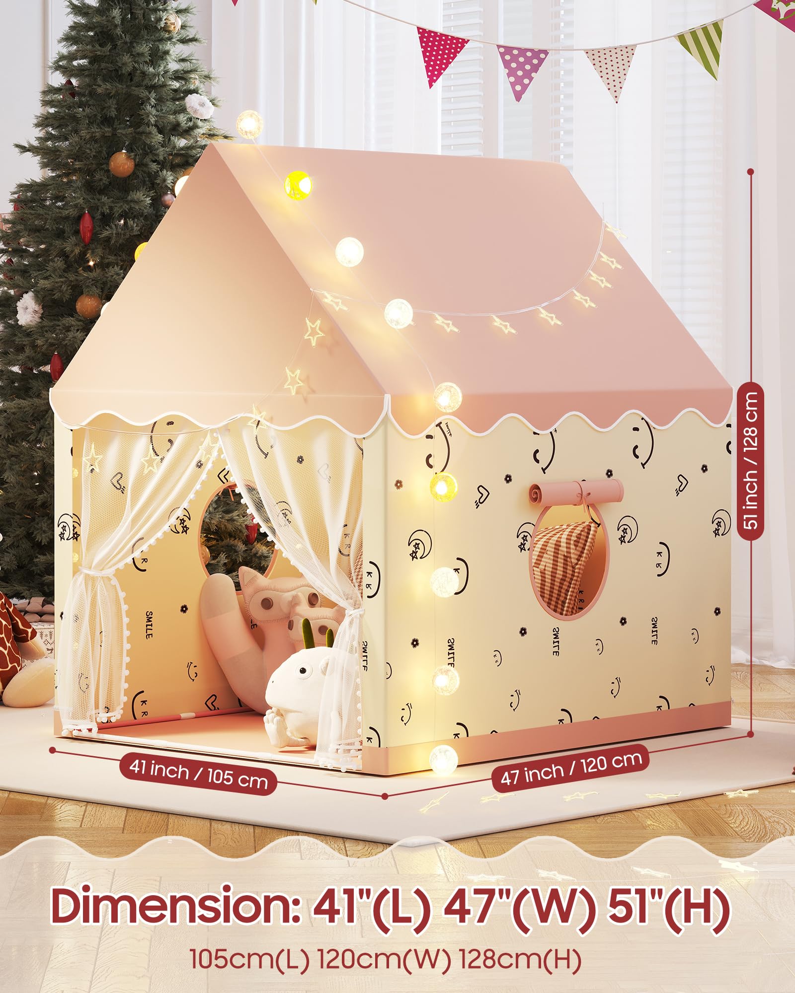 Kids Princess Play Tent with Lights and Decorations