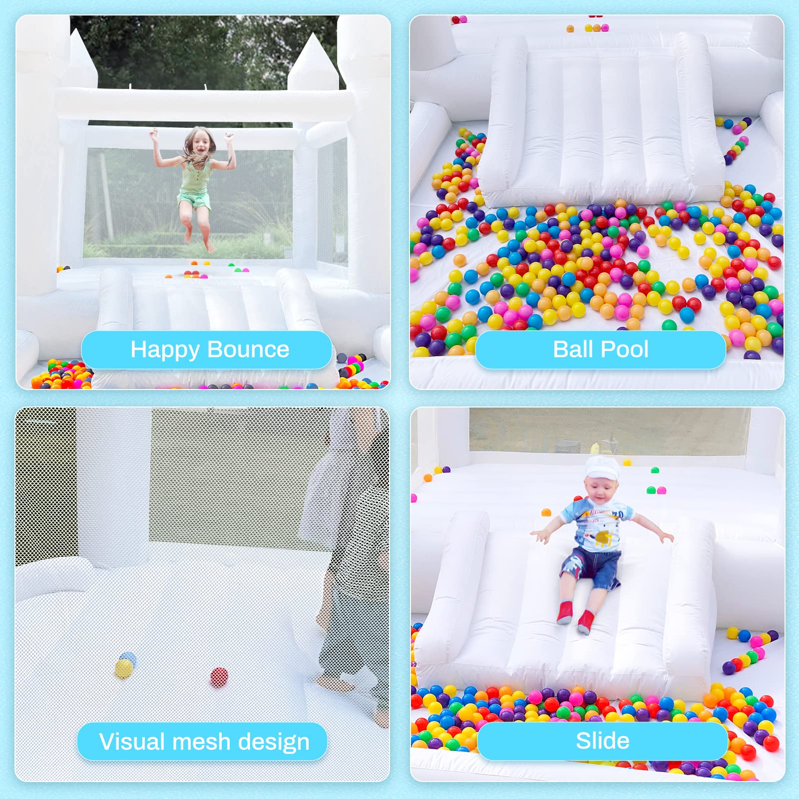 Inflatable Water Slide Bounce House with Dual Slides, Splash Pool