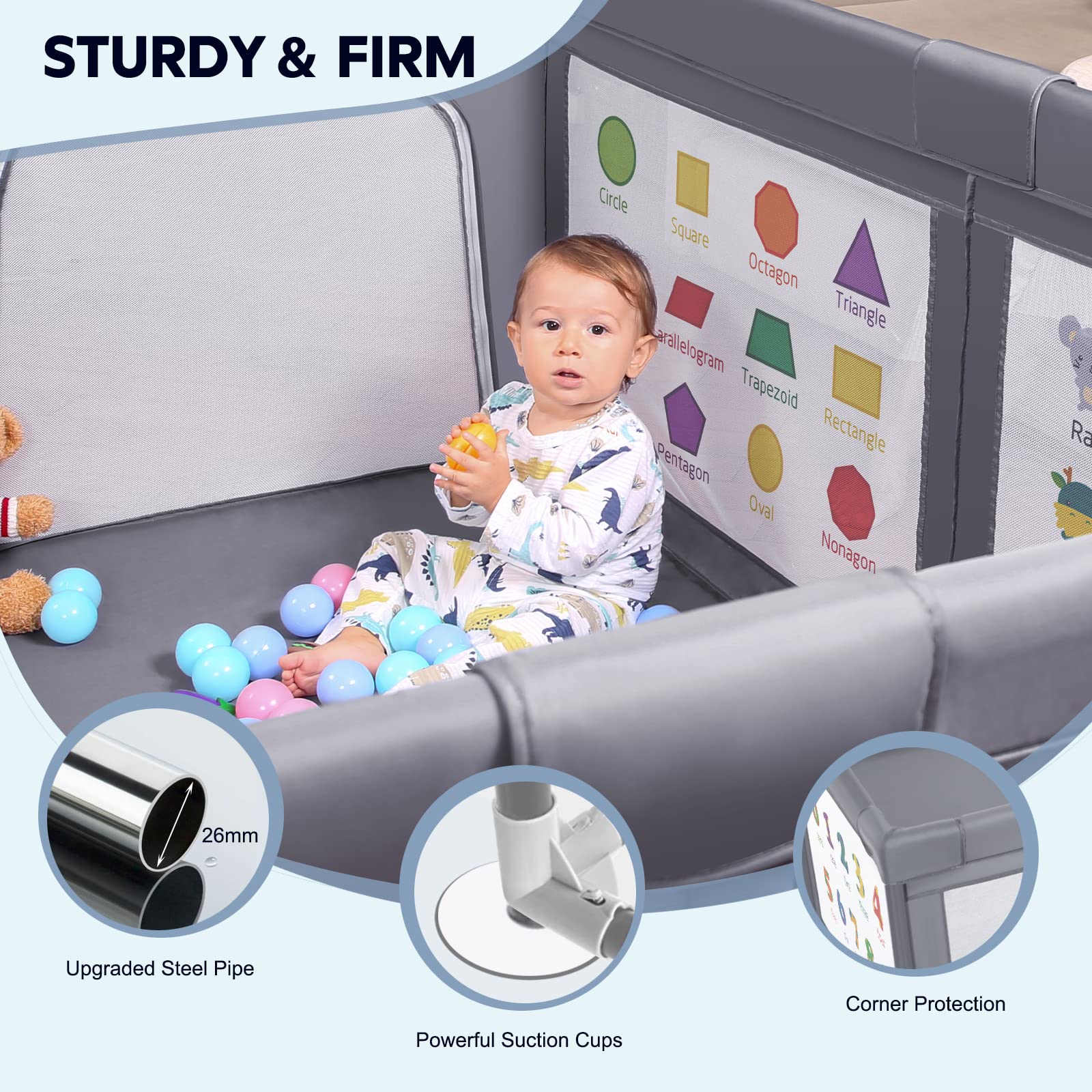 Extra Large Baby Playpen with Safety Mat