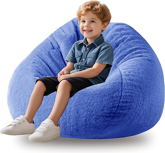 3FT Faux Fur Comfy Memory Foam Bean Bag Chairs for Kids or Babies
