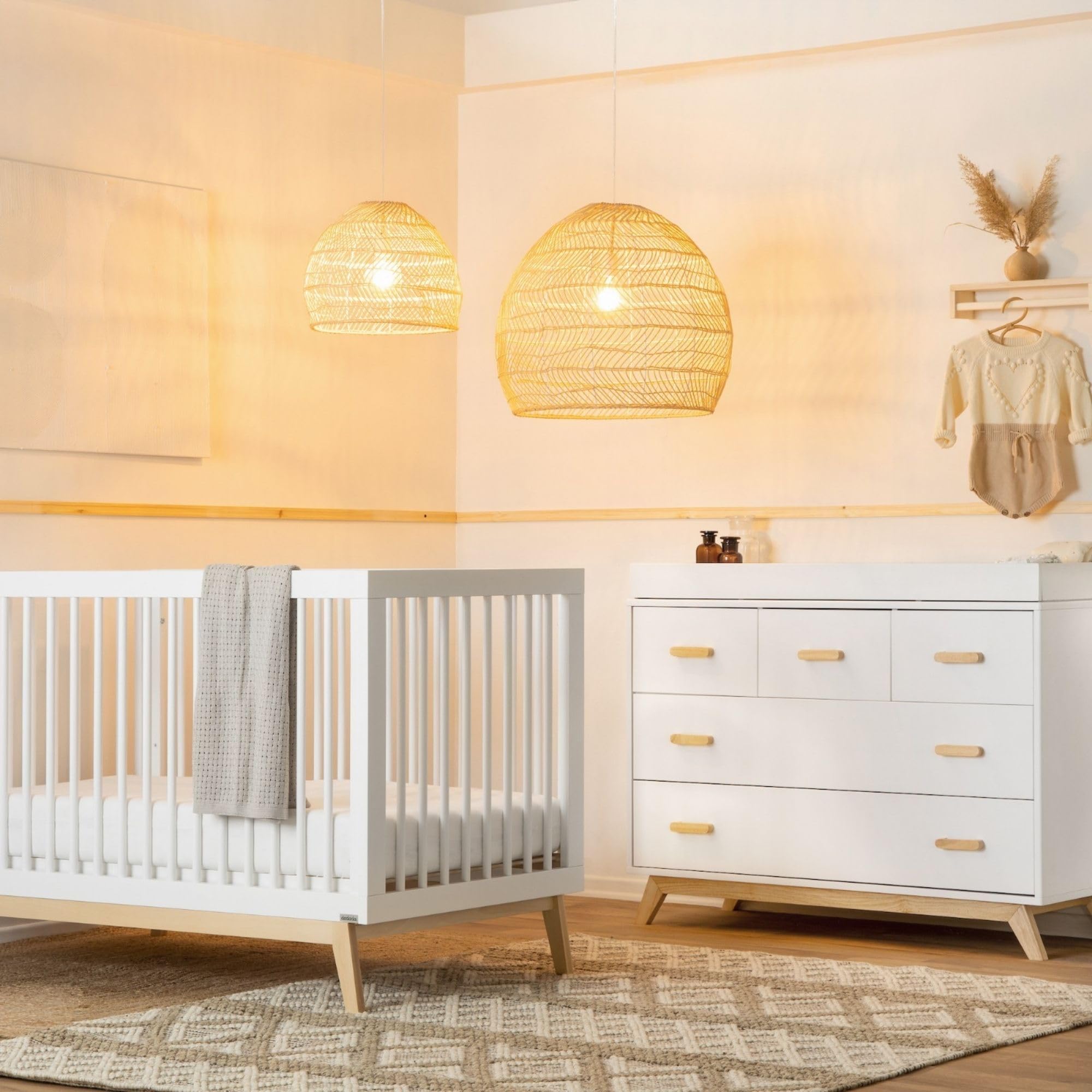 Soho 3-in-1 Convertible Crib & 5-Drawer Dresser Set – Solid Wood