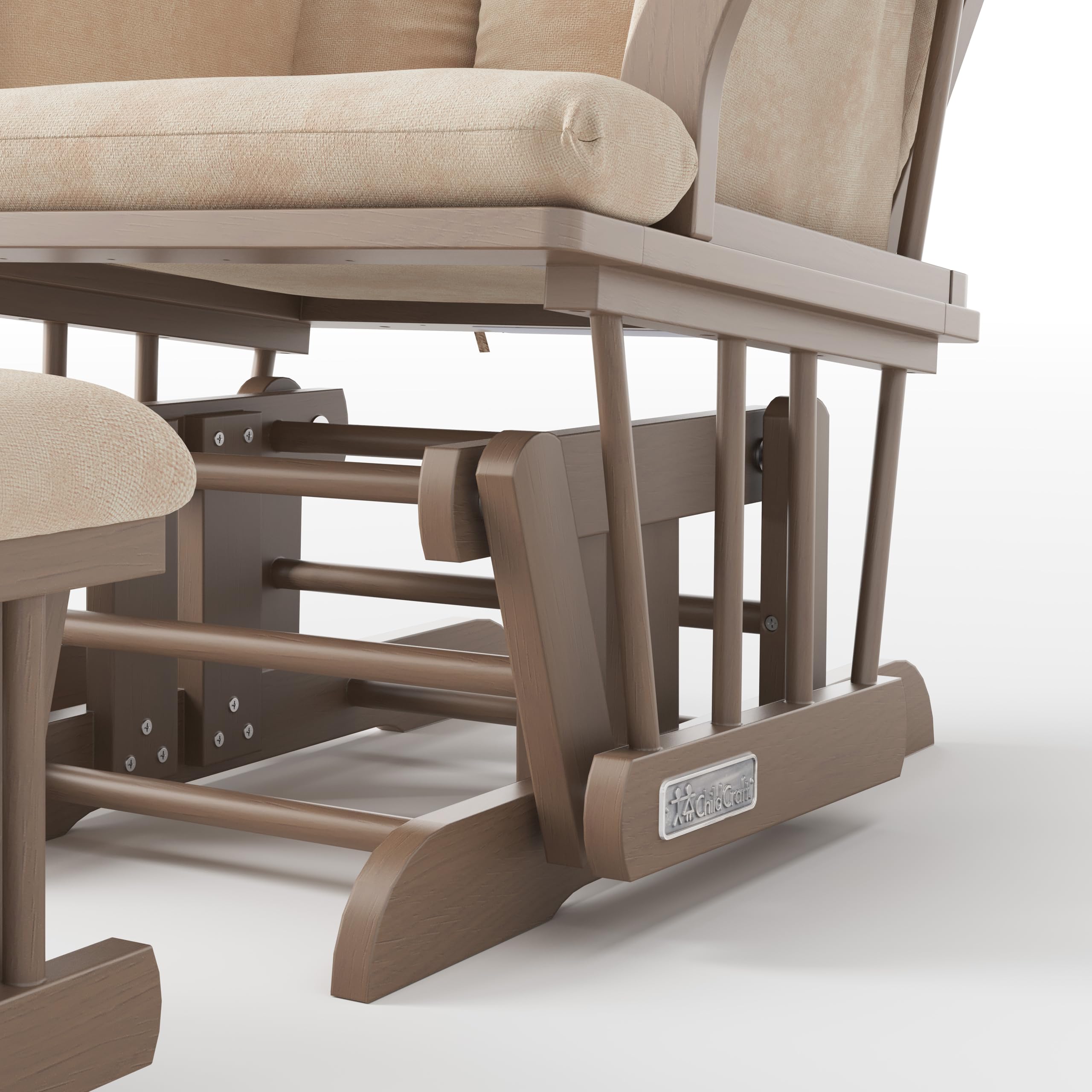 Glider Rocker and Ottoman Set, Padded Cushion with Convenient Storage