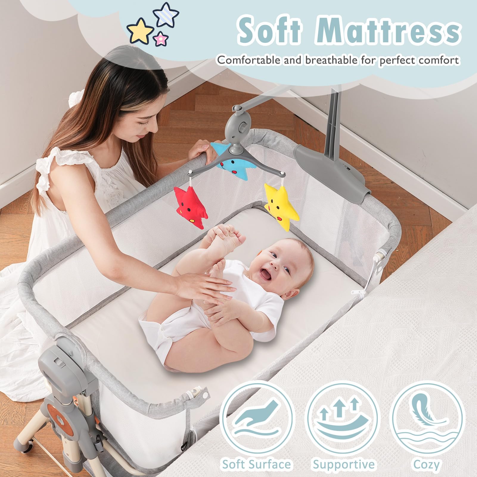 3-in-1 Rocking Bassinet with Musical Toys