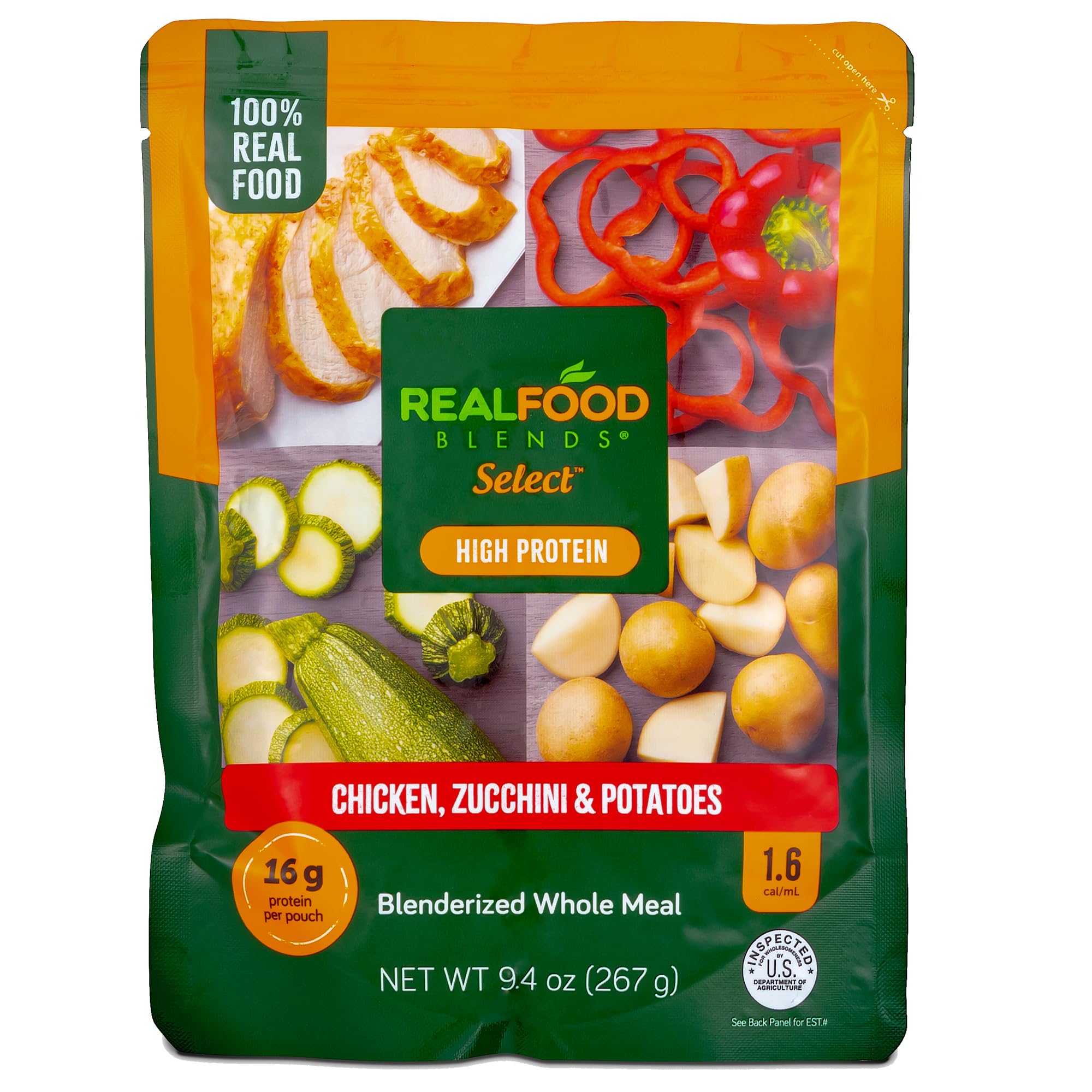 Select Chicken, Zucchini & Potatoes – Pureed Food Meal for Feeding Tubes