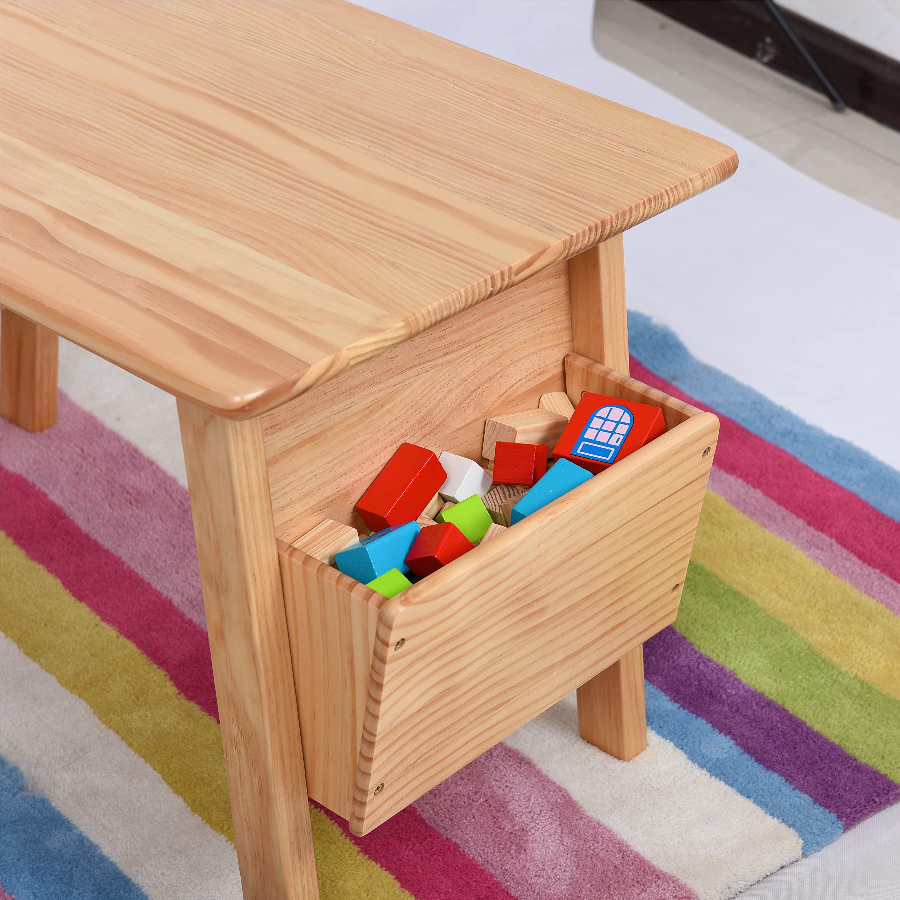 Wood Table and 2 Chair Set with Storage Desk and Chair Set