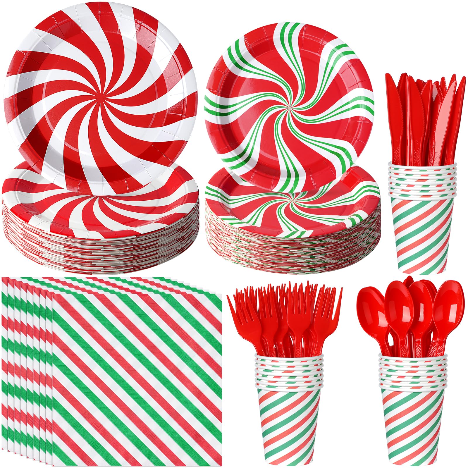 Candy Cane Party Plates Supplies,Christmas Disposable