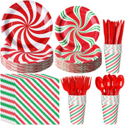 Candy Cane Party Plates Supplies,Christmas Disposable