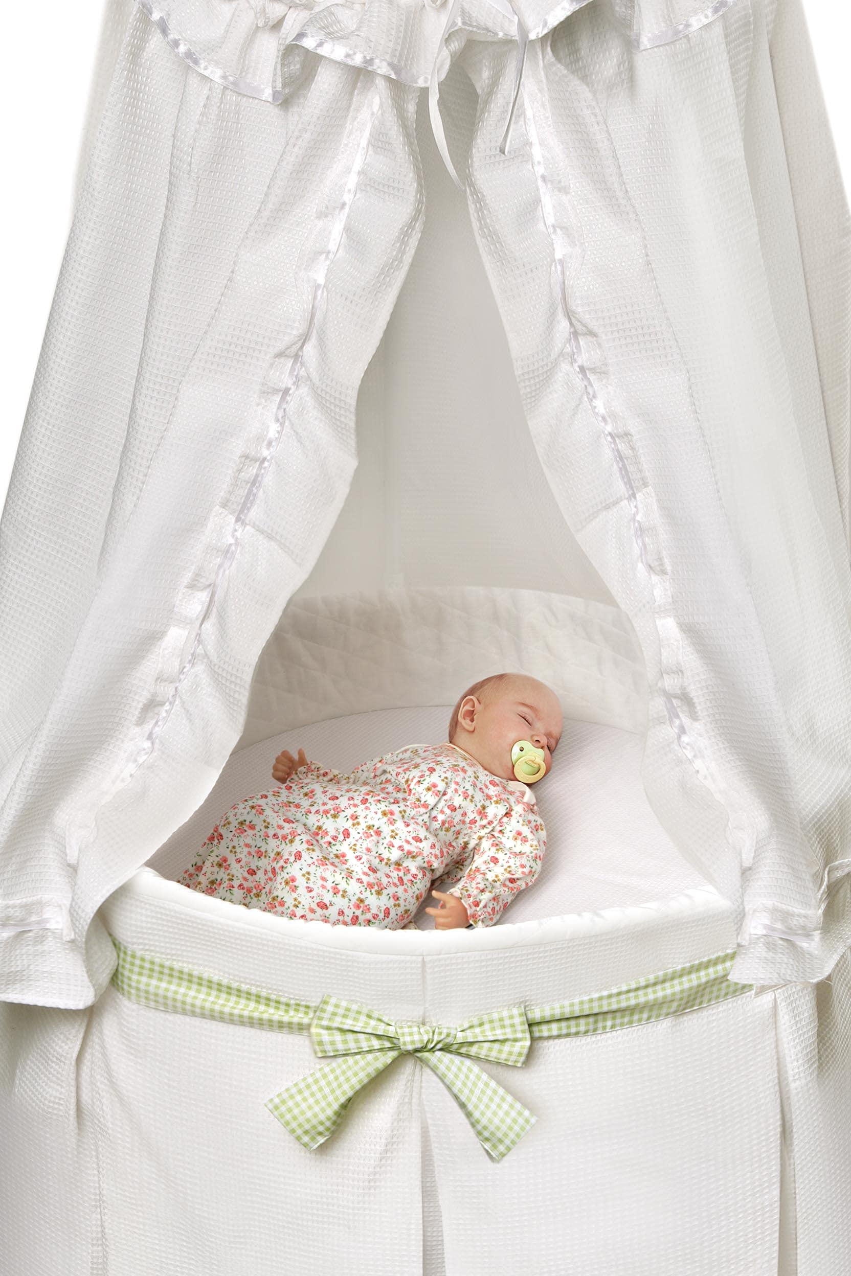 Round Baby Bassinet with Canopy and Storage