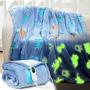 Kids Heated Blanket Glow in the Dark Children Heating Blanket Girl Boy Back First Day