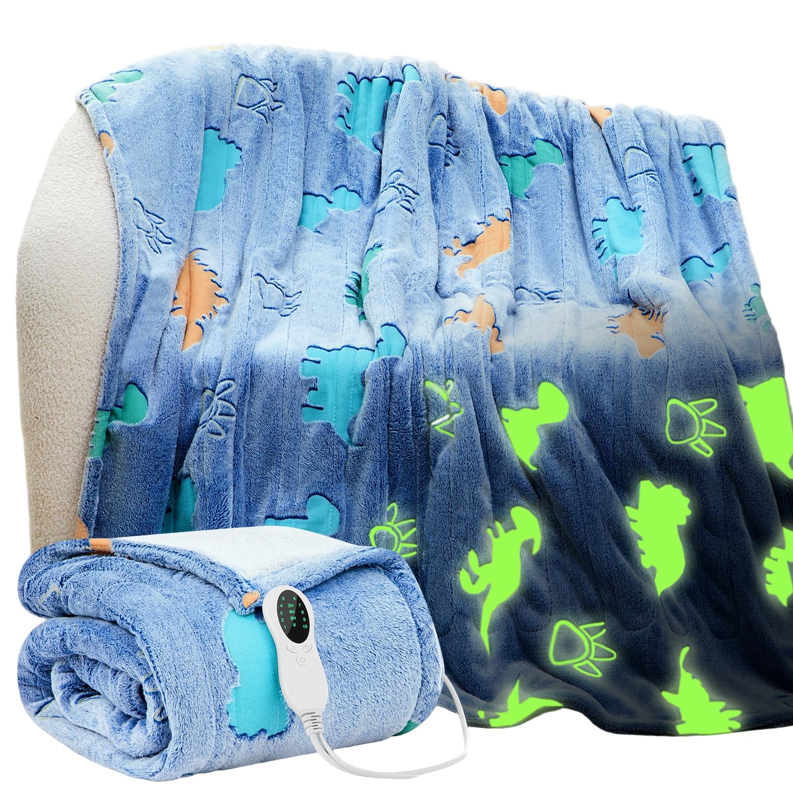 Kids Heated Blanket Glow in the Dark Children Heating Blanket Girl Boy Back First Day