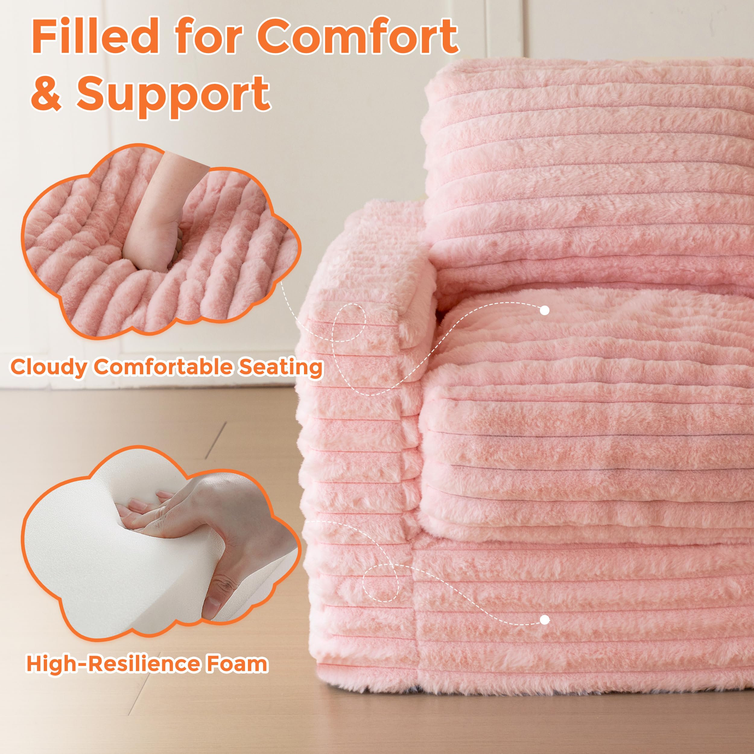 Kids Bean Bag Chair with Pillows and Armrests