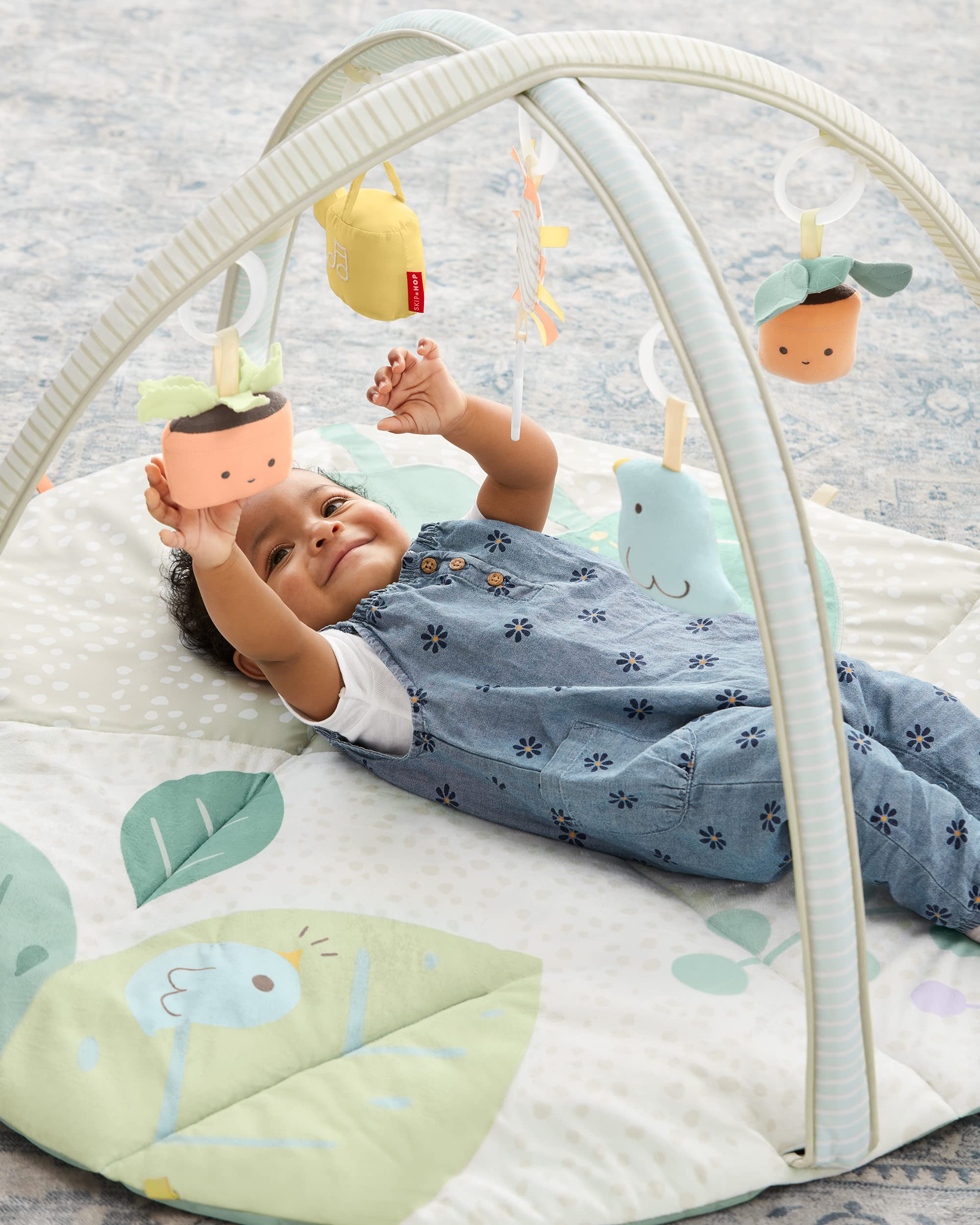 Tummy Time Mat, 3-in-1 Activity Baby Play Gym, Age 0+, Garden Oasis, Green Multi