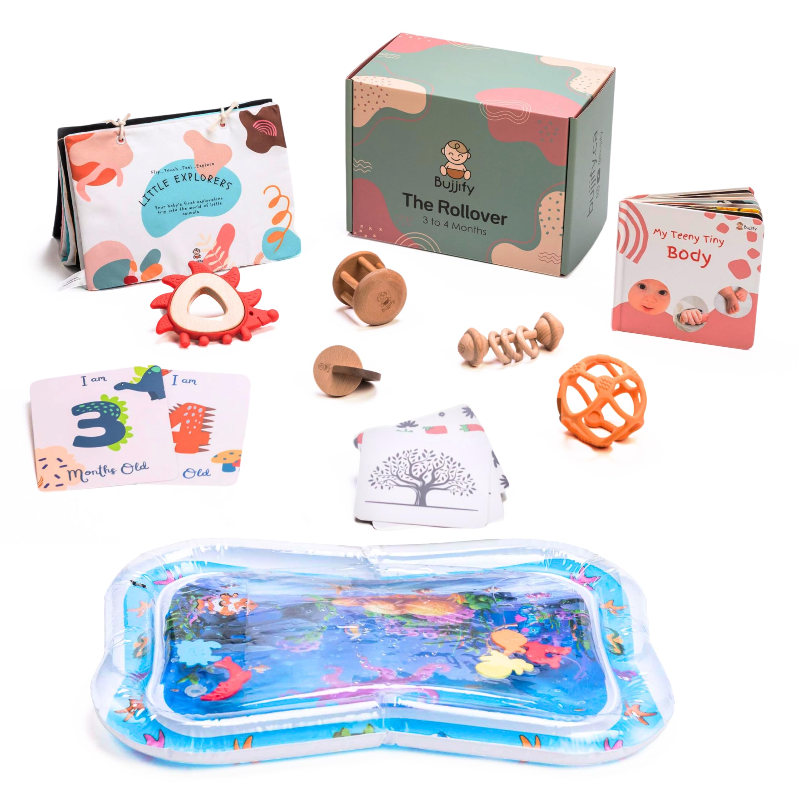 Montessori Toy Set 3-4 Month Infant Toys - Tummy Time Activity Mirror