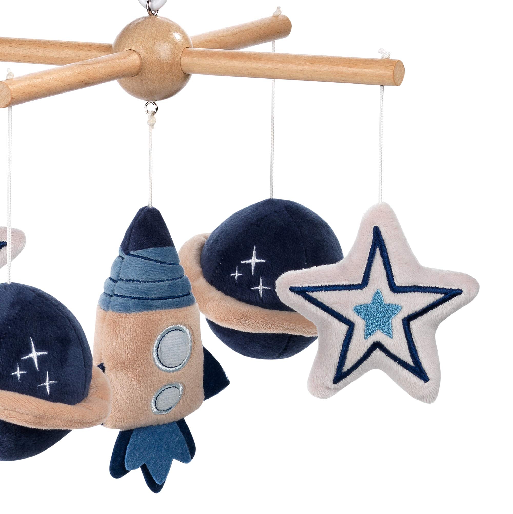 Sky Rocket Planets/Stars Musical Baby Crib Mobile Soother Toy- Blue