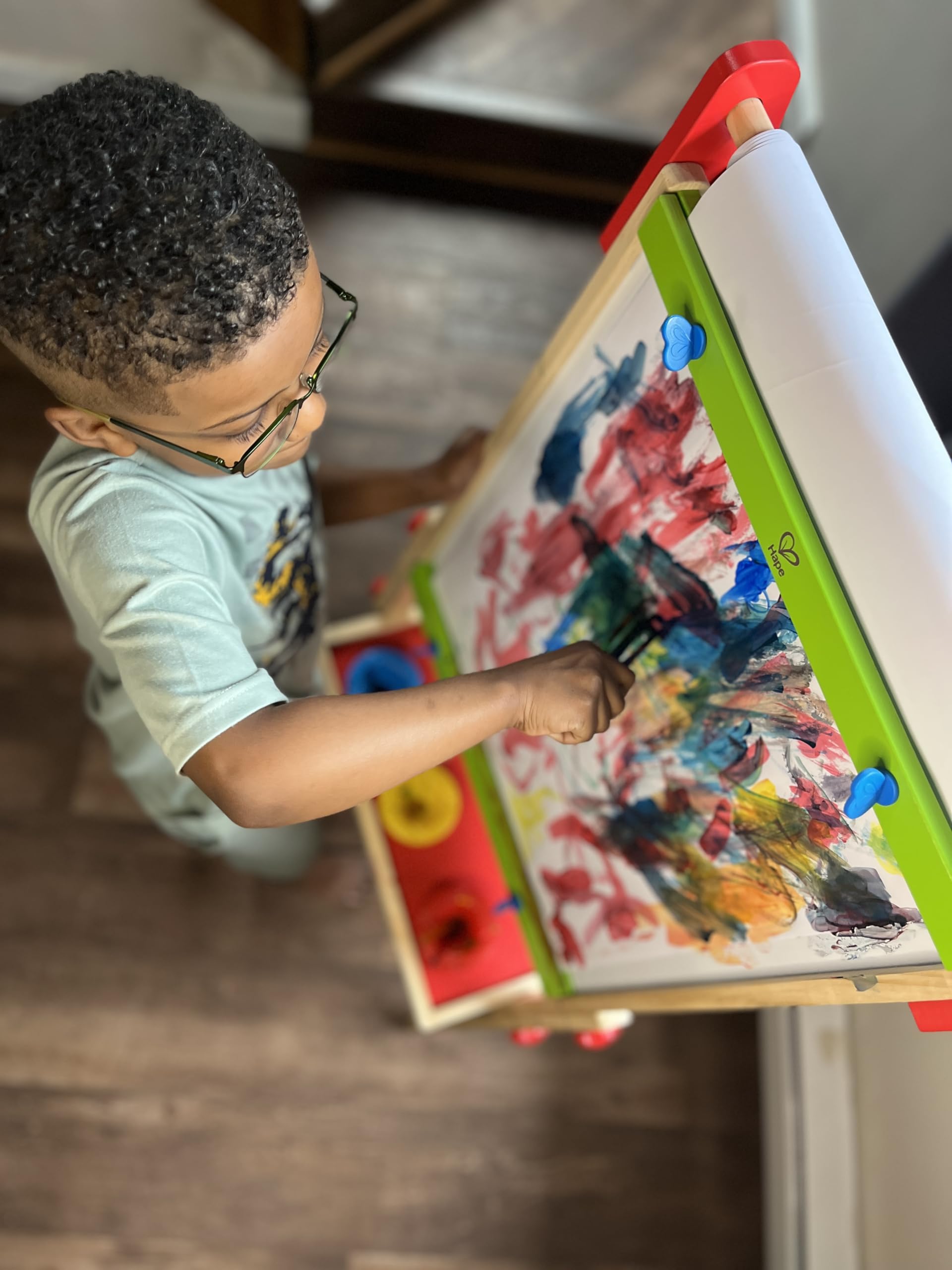 All-in-One Adjustable Kids Art Easel with Magnetic Whiteboard and Chalkboard