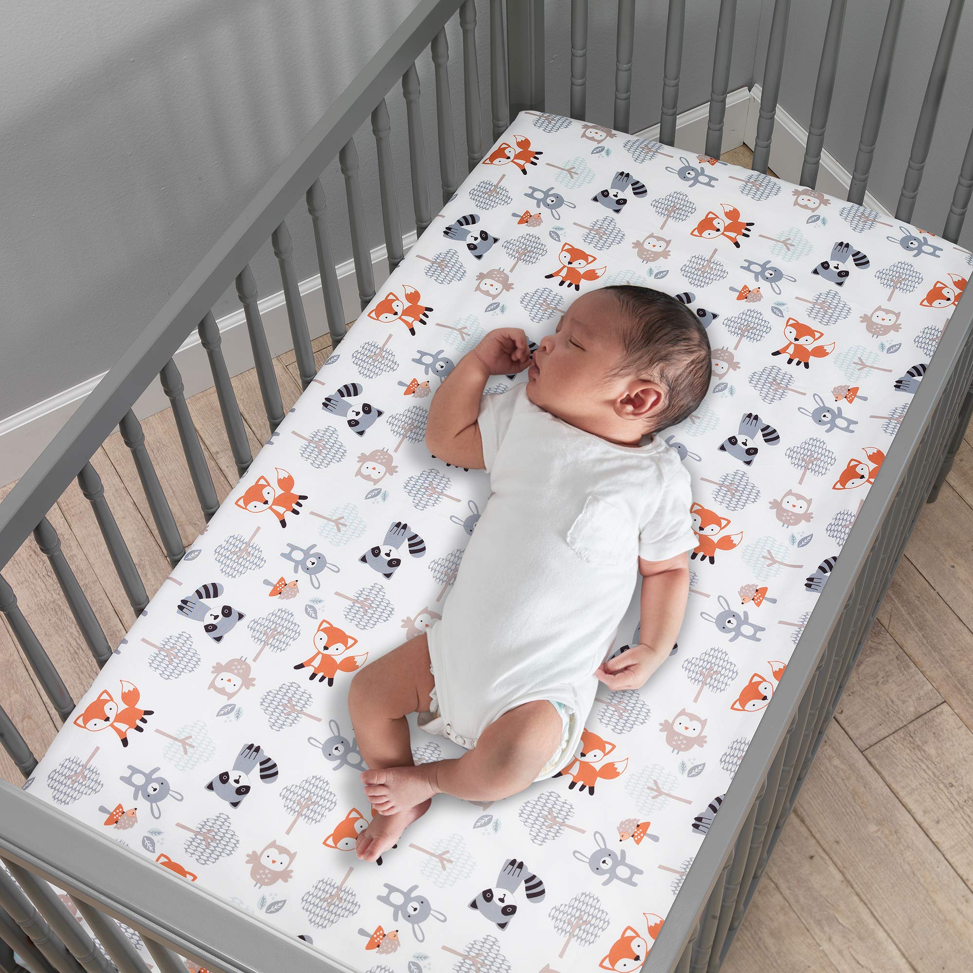 Woodland Friends 5-Piece Crib Bedding Set Mint Gray