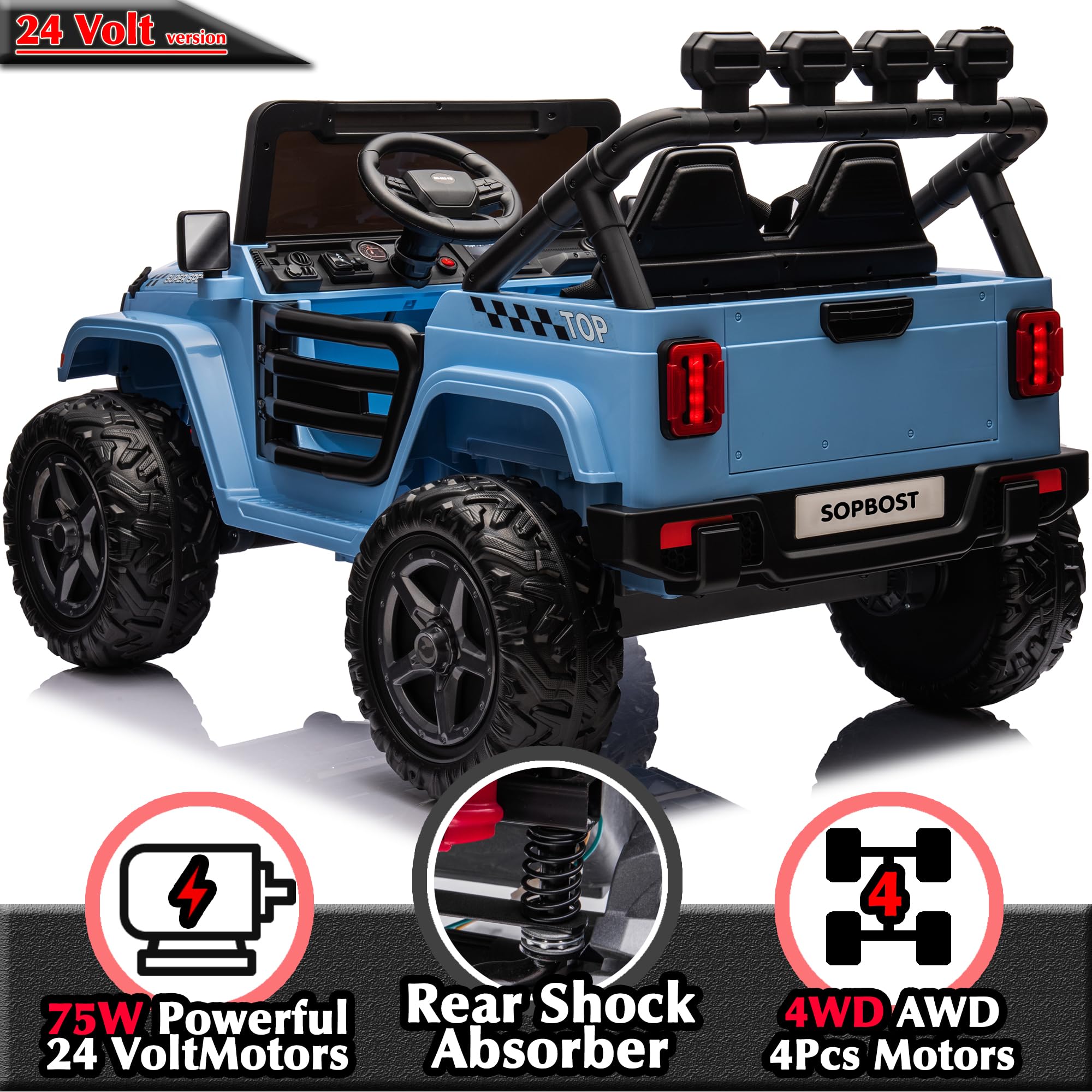 24V 2-Seater Electric Ride-On Truck for Kids