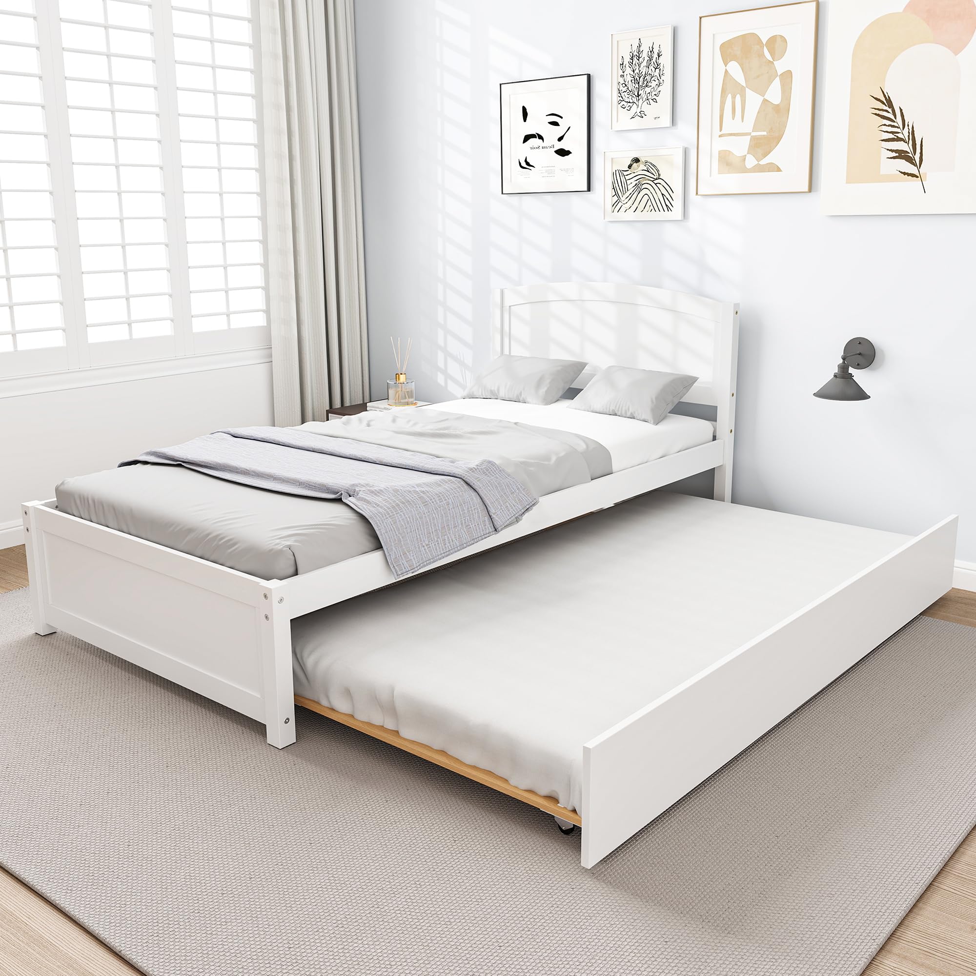 Twin Trundle Bed with Headboard