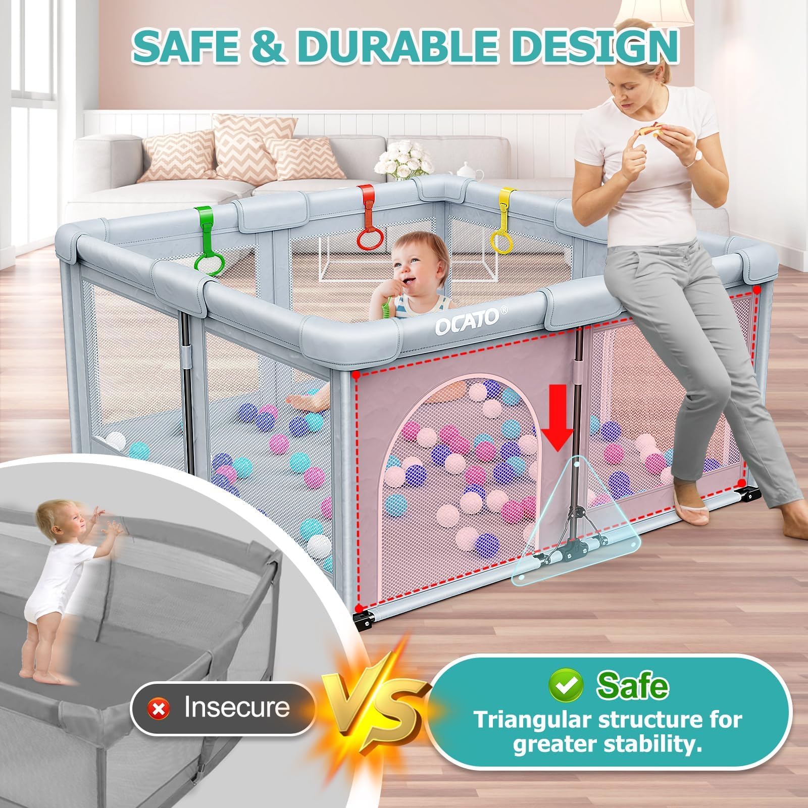 Foldable Baby Playpen 50x50 Portable Indoor Outdoor Safety Play Yard