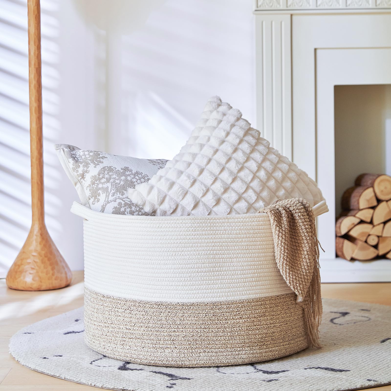 Extra Large Cotton Rope Basket 22" x 14" - Toy Basket for Kids -Blanket