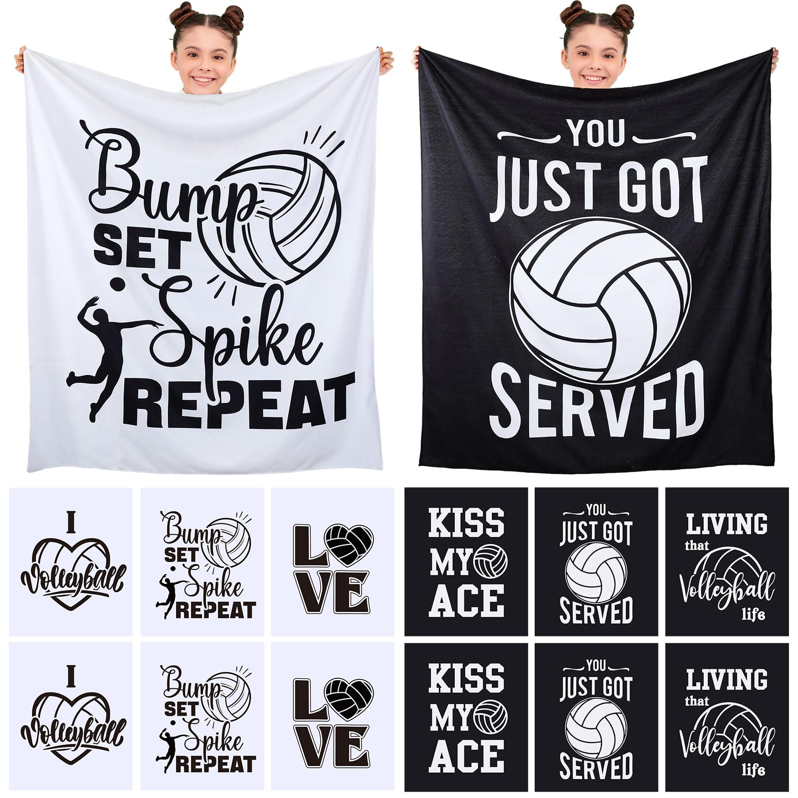 12 Pcs Volleyball Blanket 60" x 50", Volleyball Gifts for Boys Teens Kids Coach Volleyball