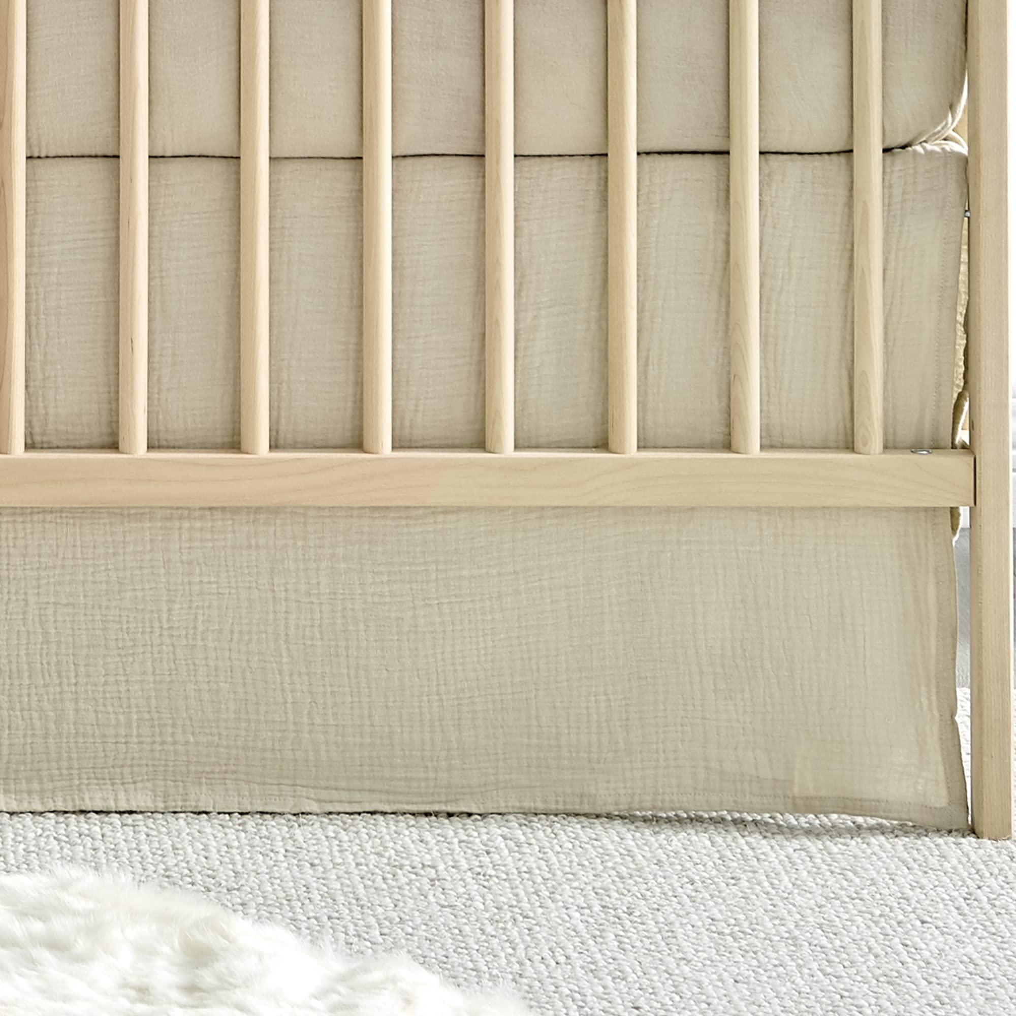 Muslin Crib Dust Ruffle Beige 16 Inch Drop