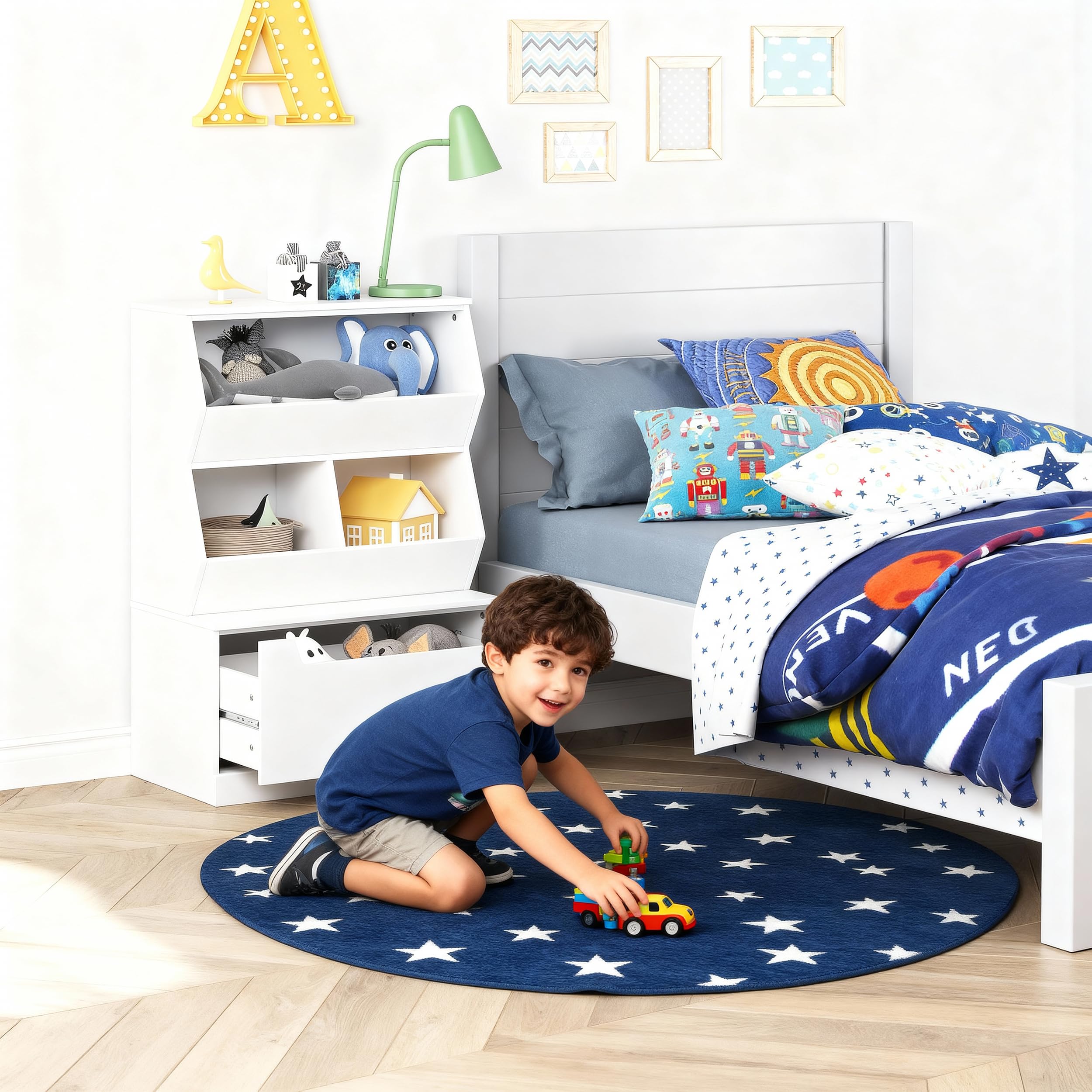 Kids Storage Cabinet with Drawer and Cubbies