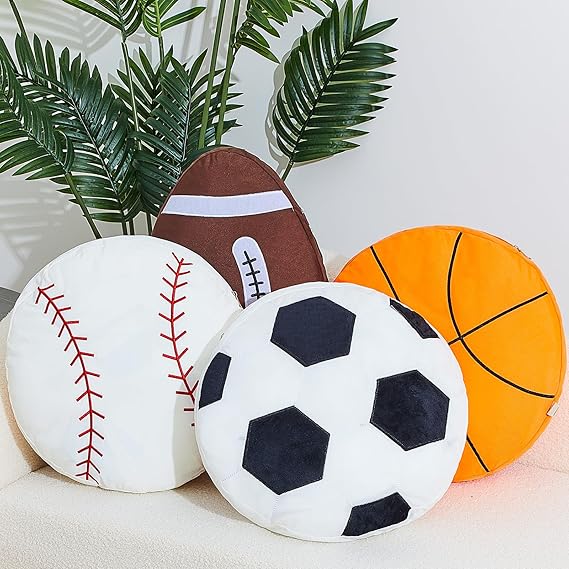 Pcs Sports Throw Pillows Fluffy Stuffed Soccer Basketball Baseball P