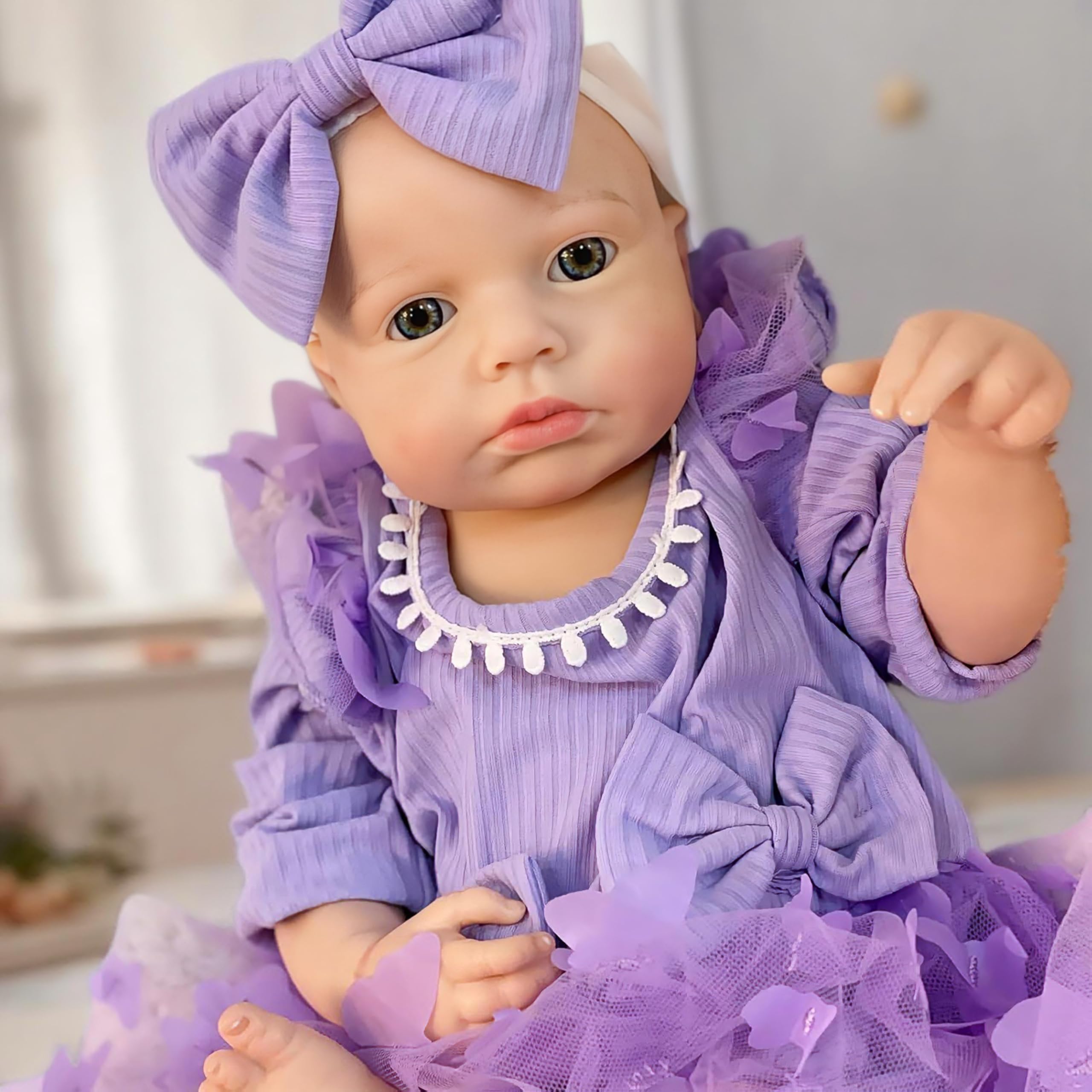18Inch Loulou Full Body Solid Silicone Baby Dolls Realistic Painted Silicone Newborn Doll Girl