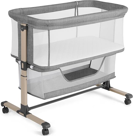 Bassinet Bedside Sleeper, Portable, Breathable, Adjustable Baby Bedside