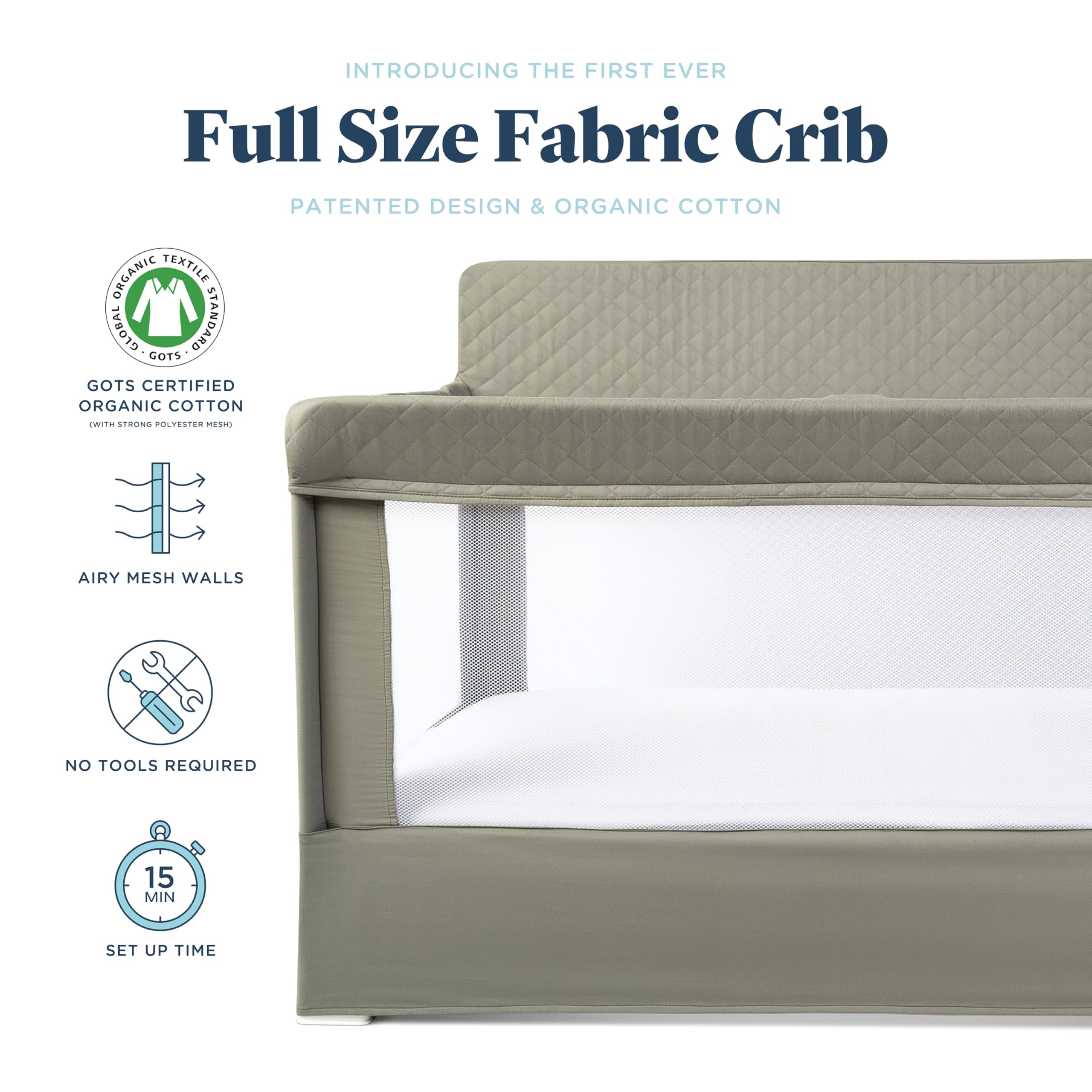 Lunaire Organic Full Size Crib with Breathable Mesh
