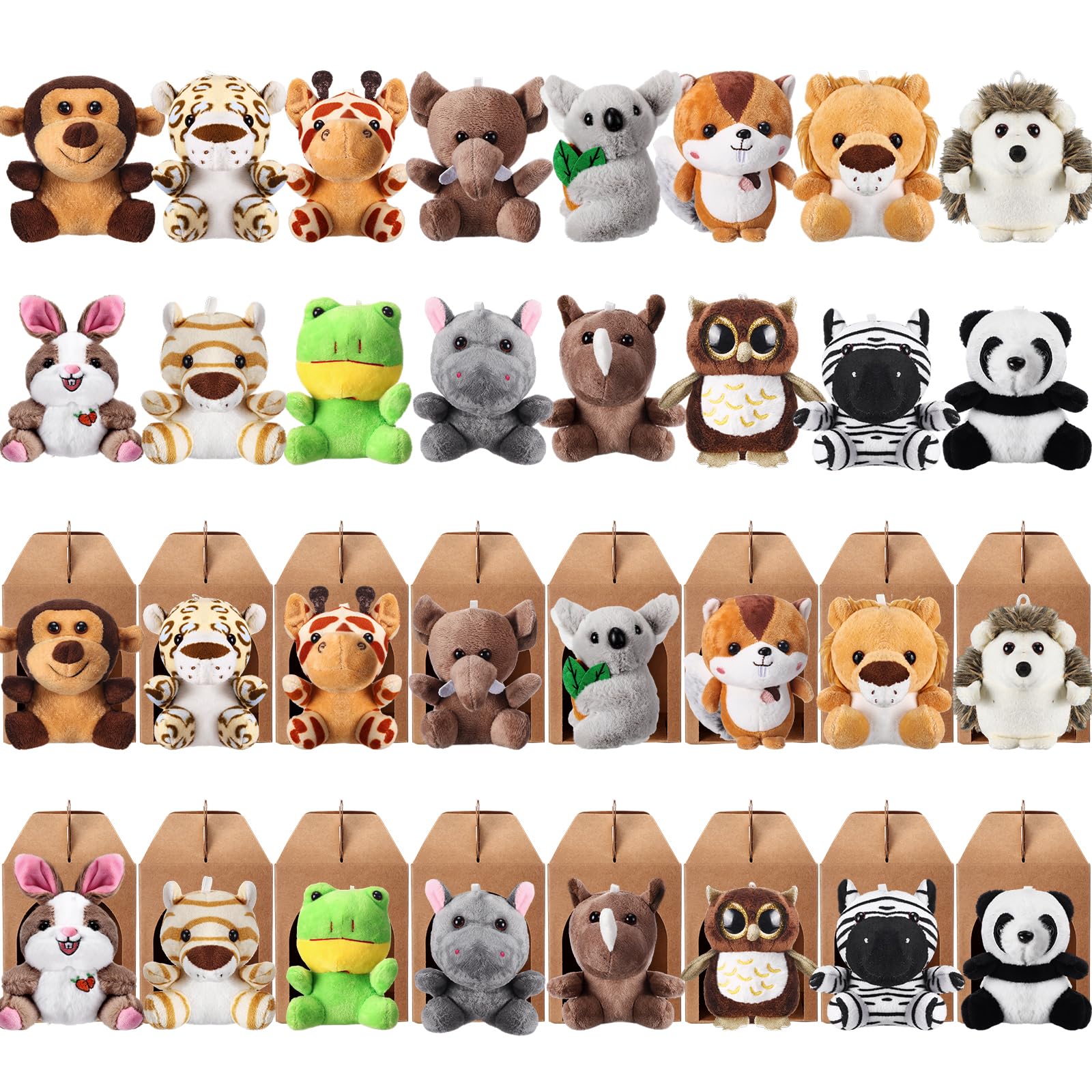 16 Sets Stuffed Animals Bulk Mini Plush Forest Animals Bulk Adopt a Pet Party Favors