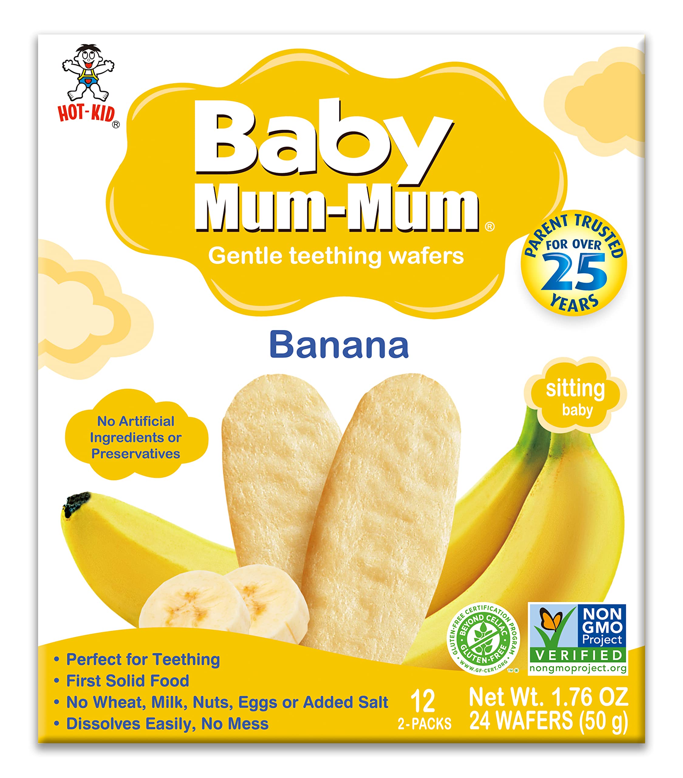 Rice Rusks, Banana, Gluten Free, Allergen Free, Non-GMO, Rice Teether Cookie for Teething
