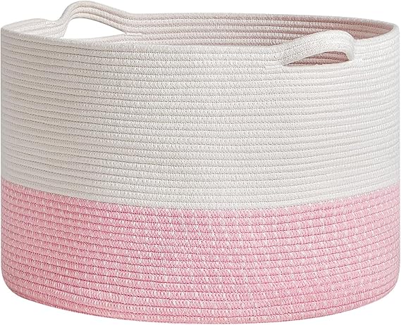 Extra Large Cotton Rope Basket 22" x 14" - Toy Basket for Kids -Blanket