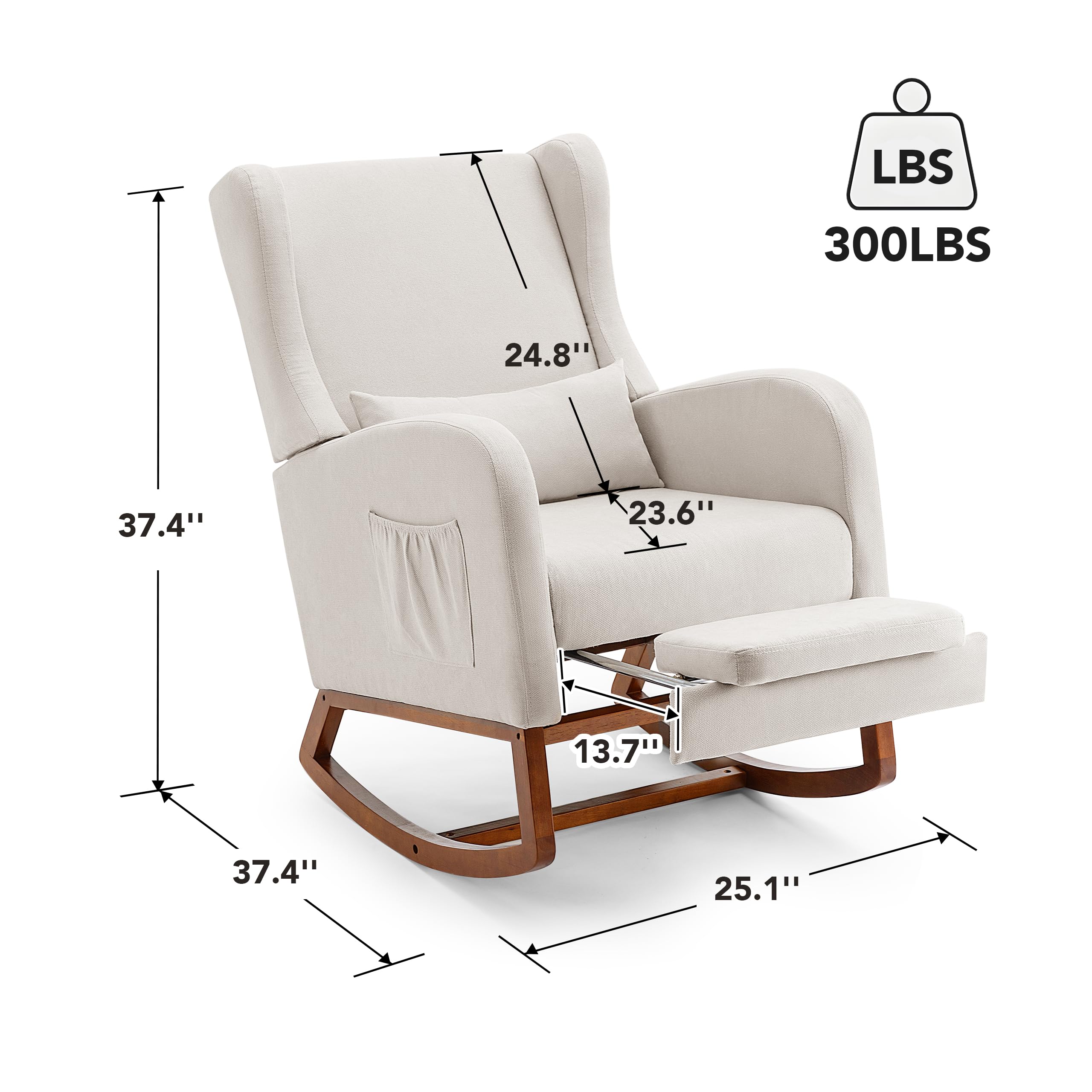 Nursery Glider Rocking Chair with Footrest